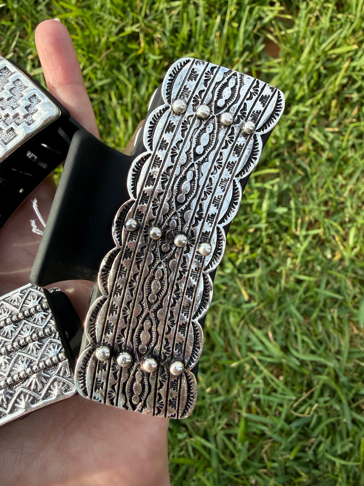 Western Silver Colored Style Hair Claw Clip