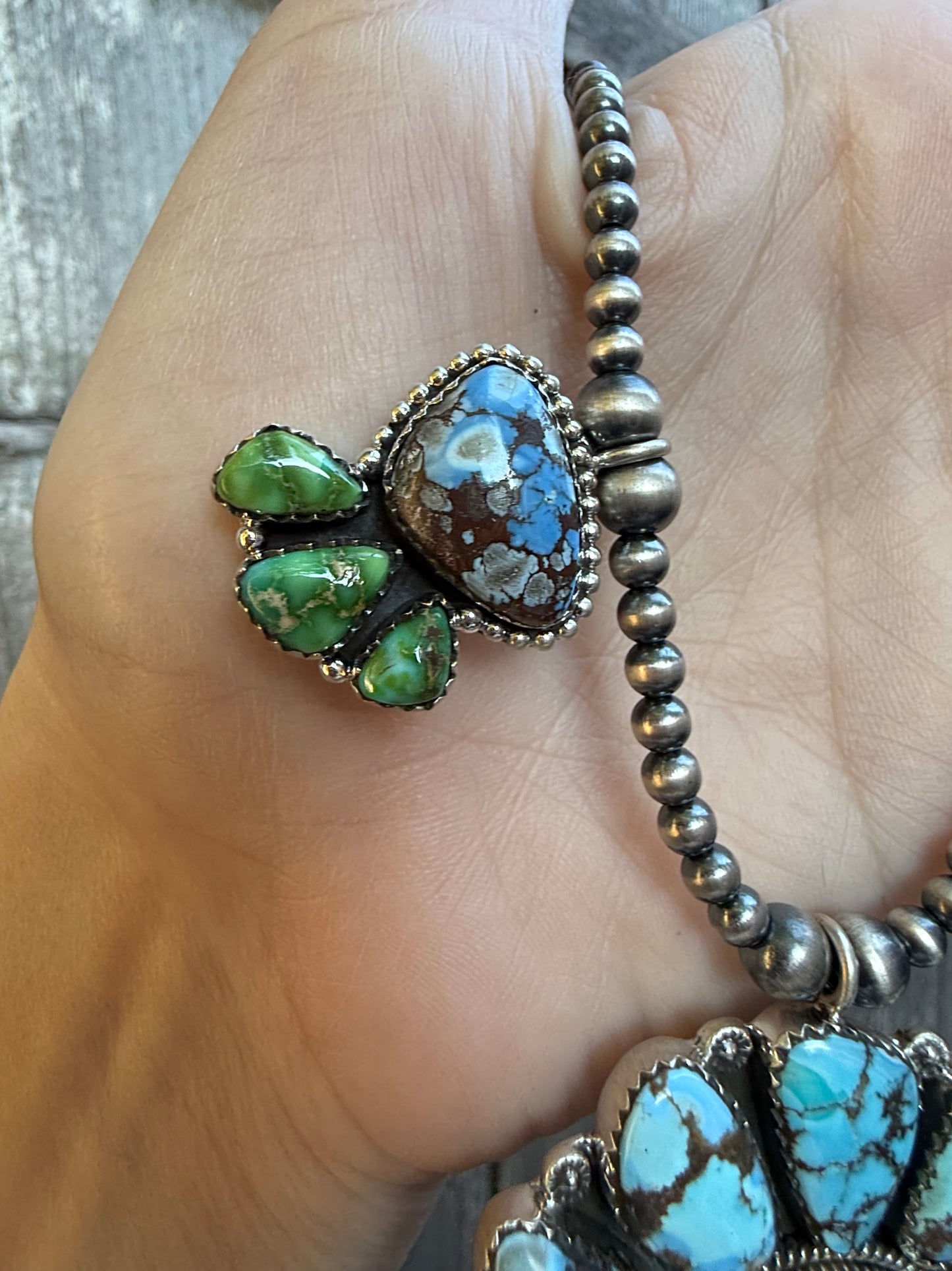 Liberty Coin Golden Hills and Sonoran Gold Turquoise Statement Sterling Silver Necklace