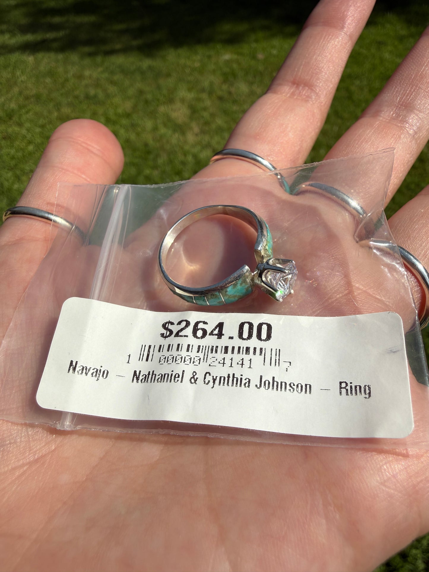 Navajo Crystal And Turquoise or Multi Stone Sterling Silver Ring