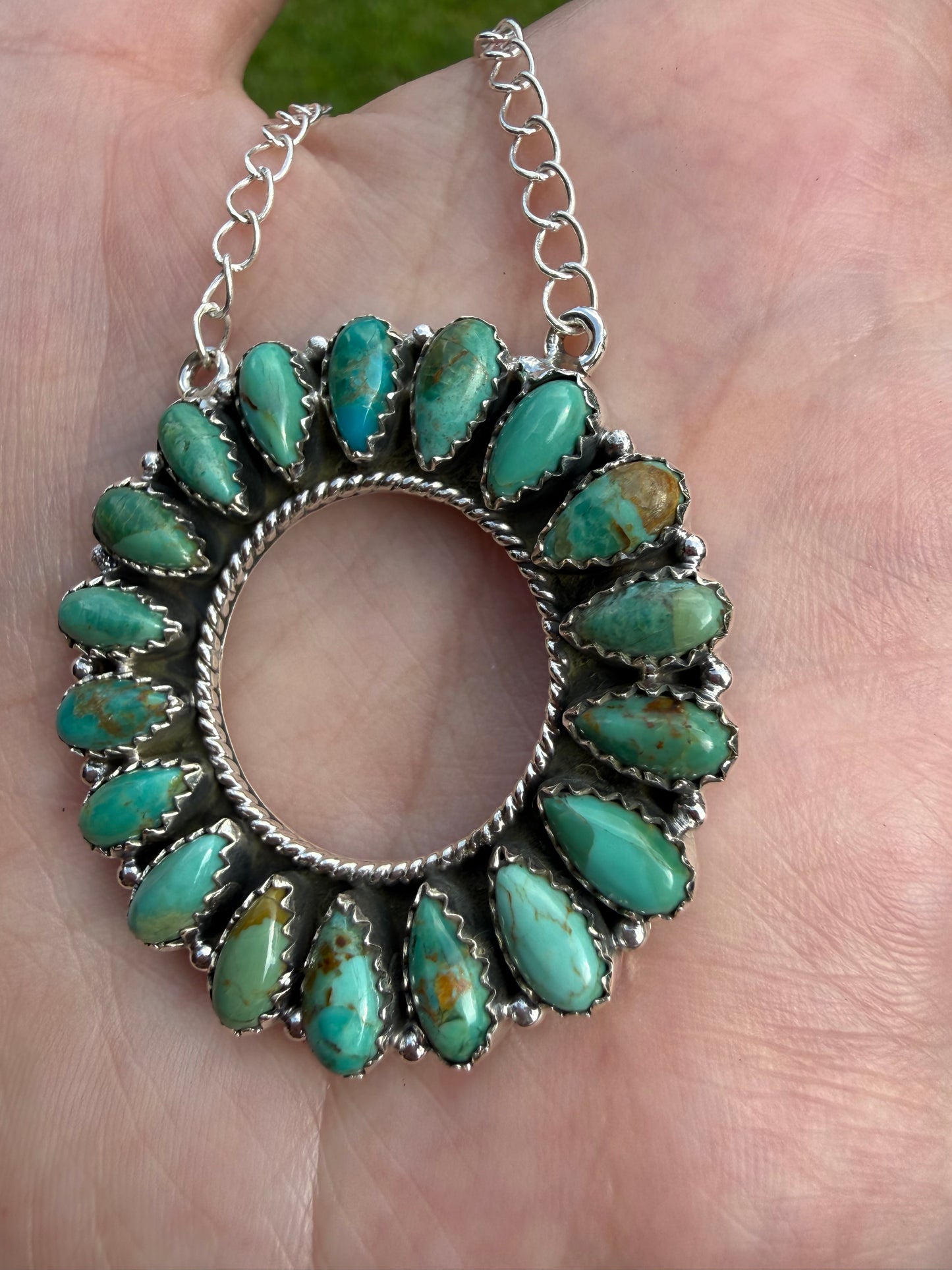 Kingman Turquoise Circle Statement Sterling Silver Necklace