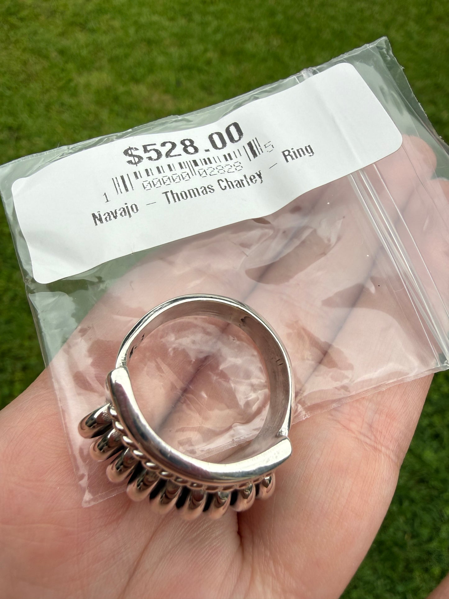 Navajo Sterling Silver Statement Heavy Duty Ring by Thomas Charley Size 9