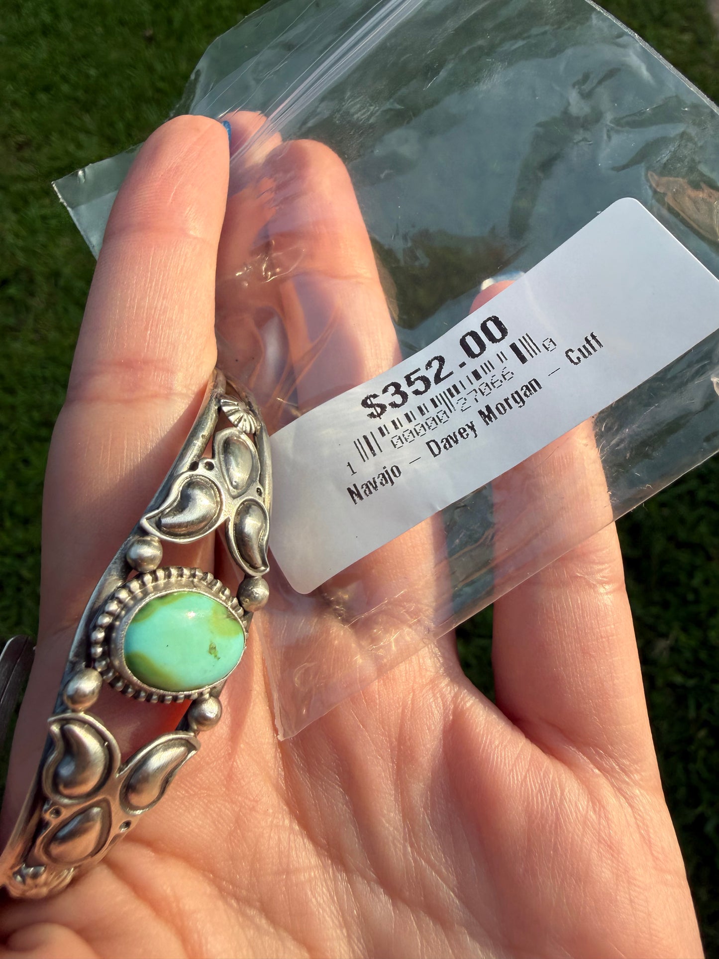 Navajo Sonoran Gold Turquoise Sterling Silver Cuff Bracelet