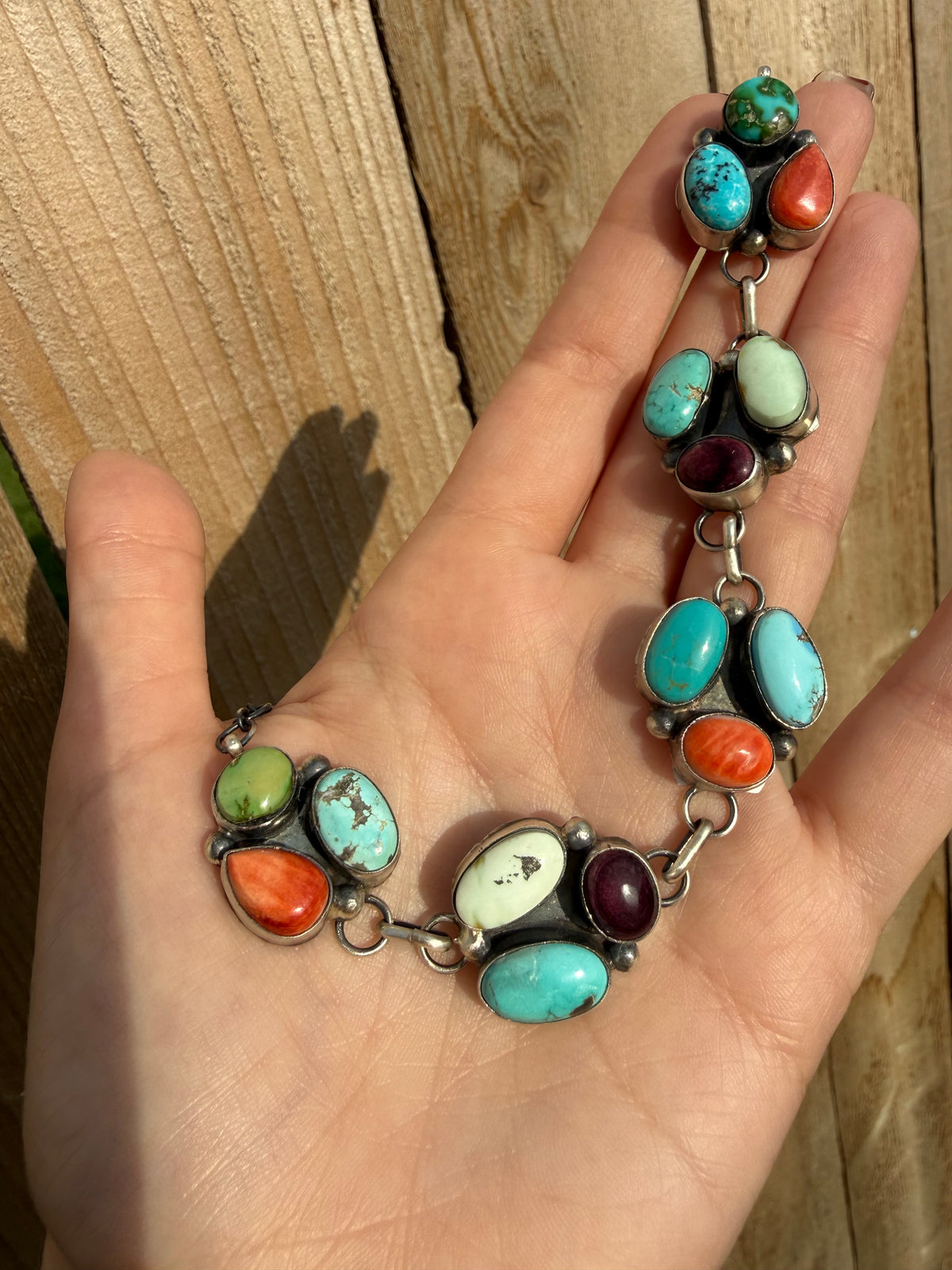 Navajo Turquoise Triple Cluster Choker Sterling Silver Necklace By John Skeets