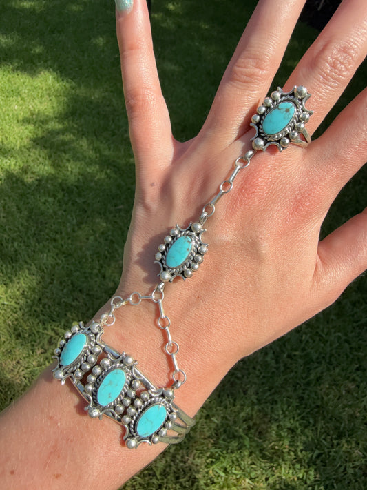 Navajo Turquoise and Sterling Silver Handmade Queen Cuffs