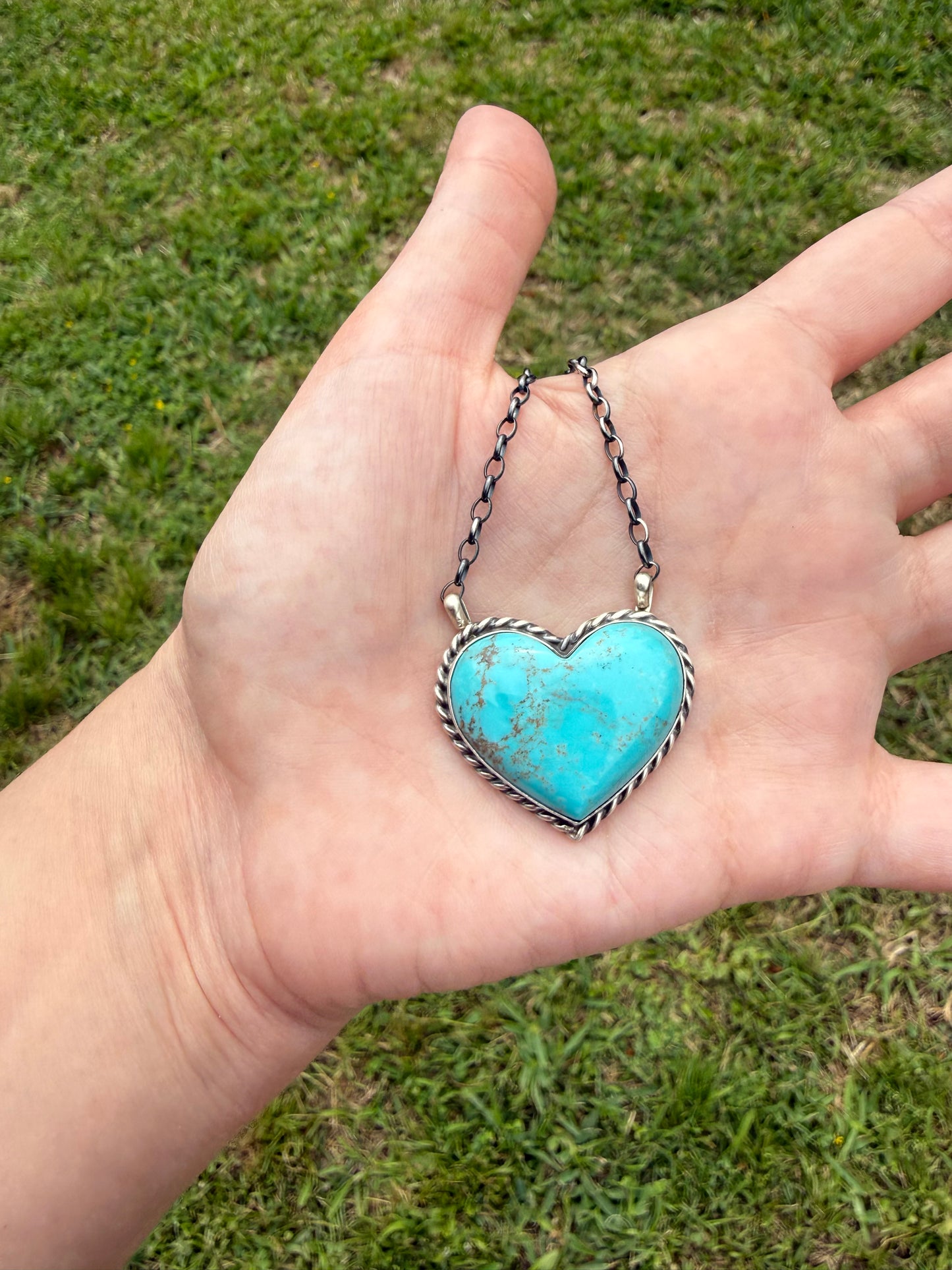 Navajo Turquoise Heart Sterling Silver Necklace