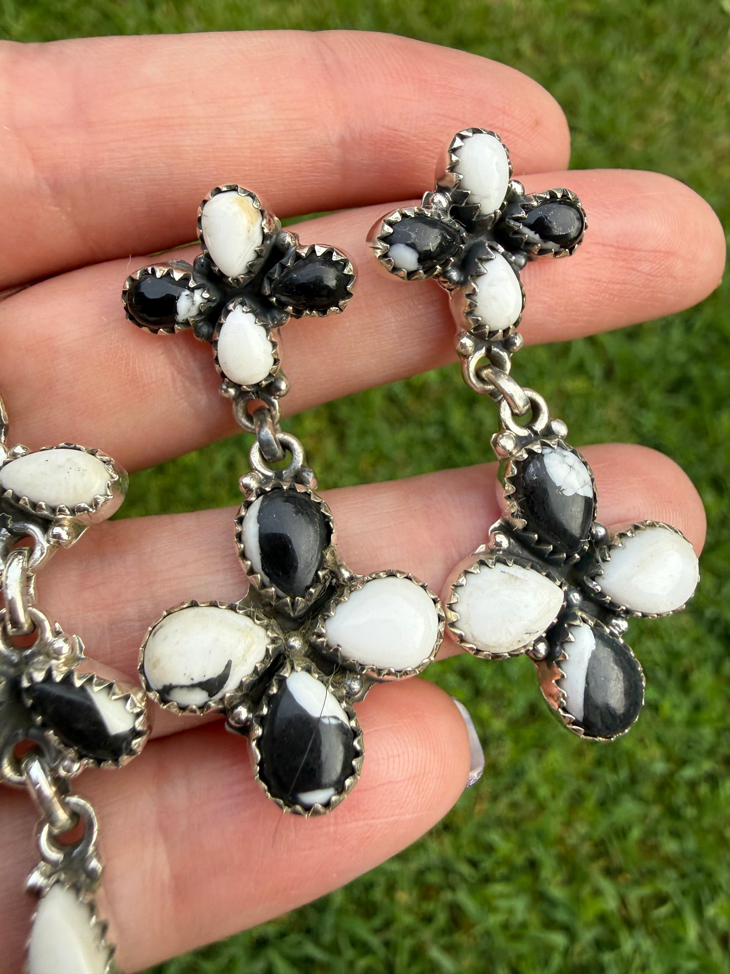 White Buffalo Sterling Silver Cluster or Dangle Earrings