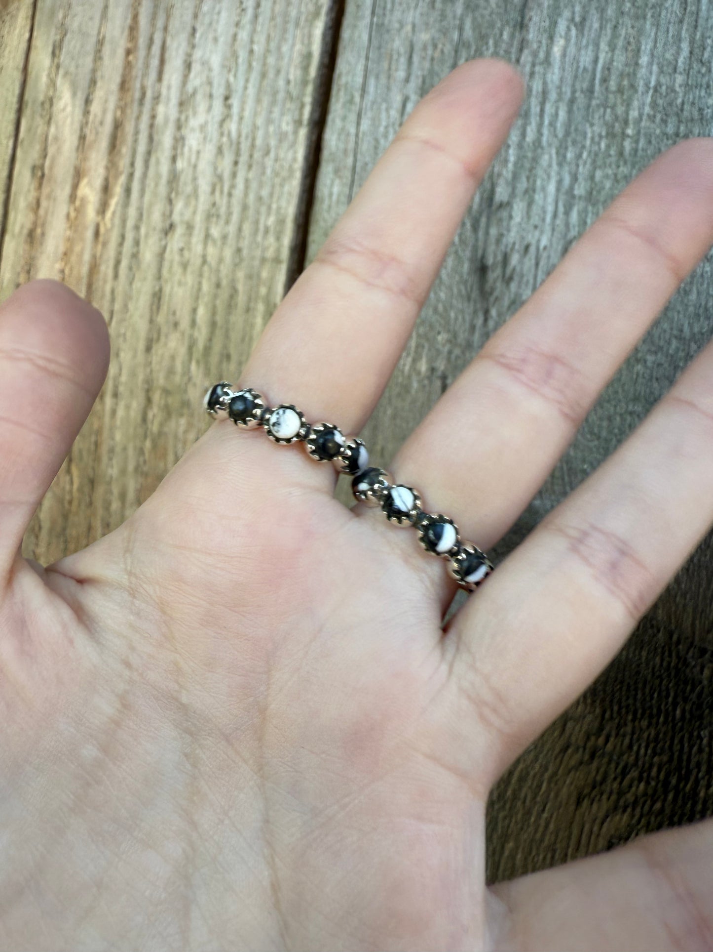 White Buffalo Infinity Ring Sterling Silver 925 Ring