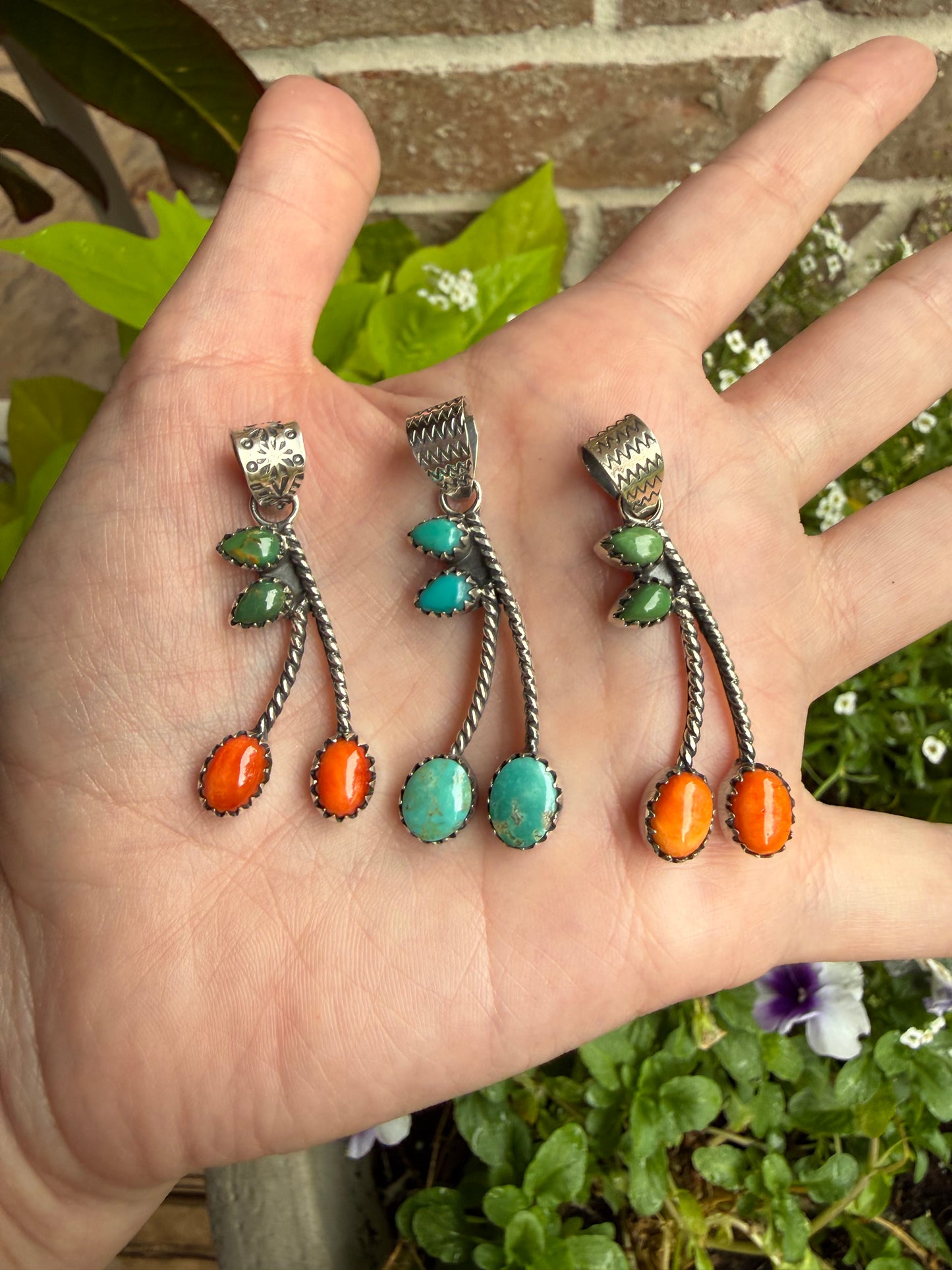 Cherry Multi Stone Sterling Silver Pendant