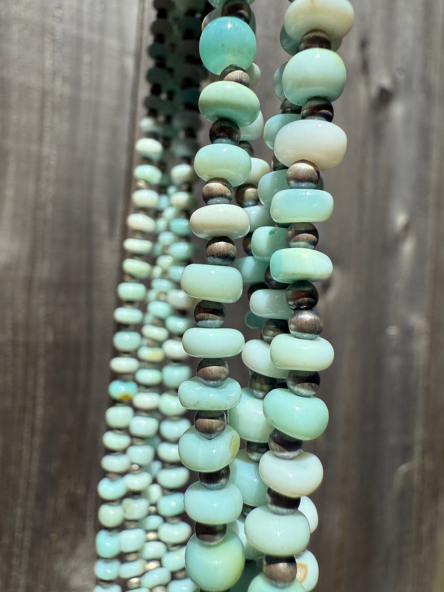 Light Blue Opal and Desert Pearl Sterling Silver 18-20 Inch Necklace