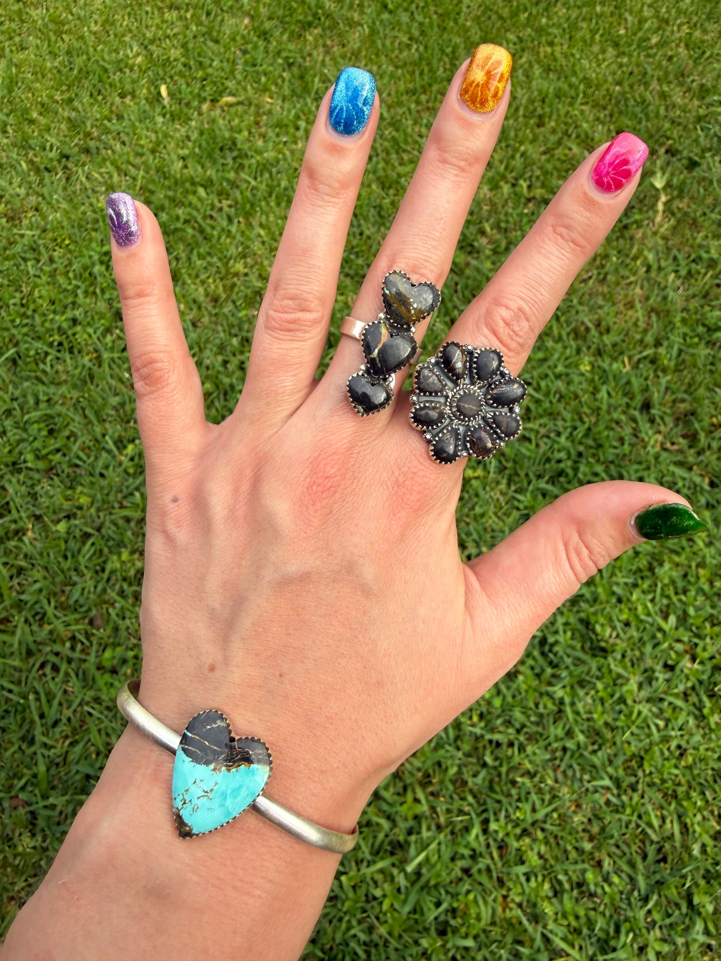 Blackjack TurquoiseSterling Silver Rings or Cuff Bracelet