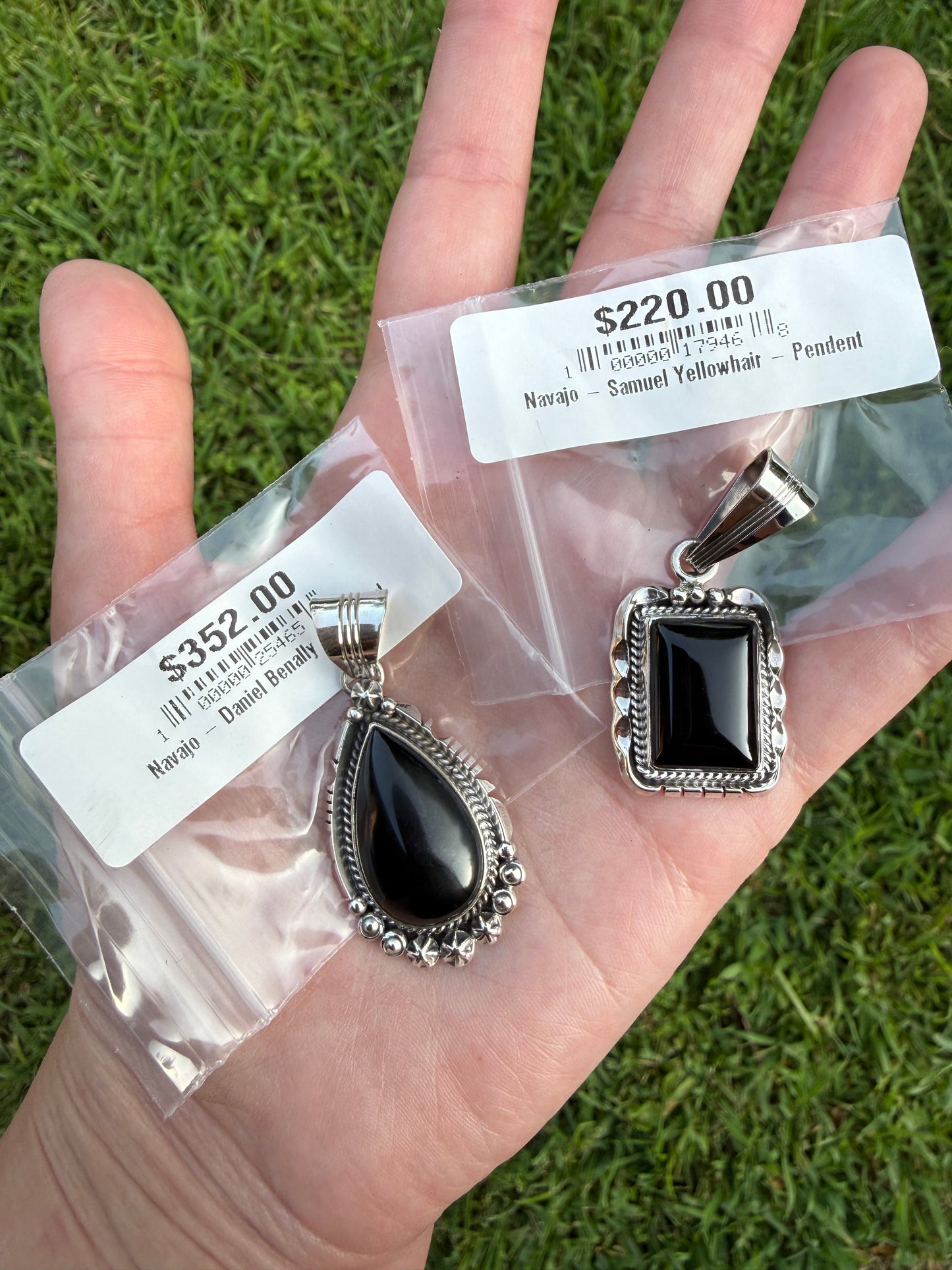 Navajo Black Onyx Smaller Size Sterling Silver Pendant