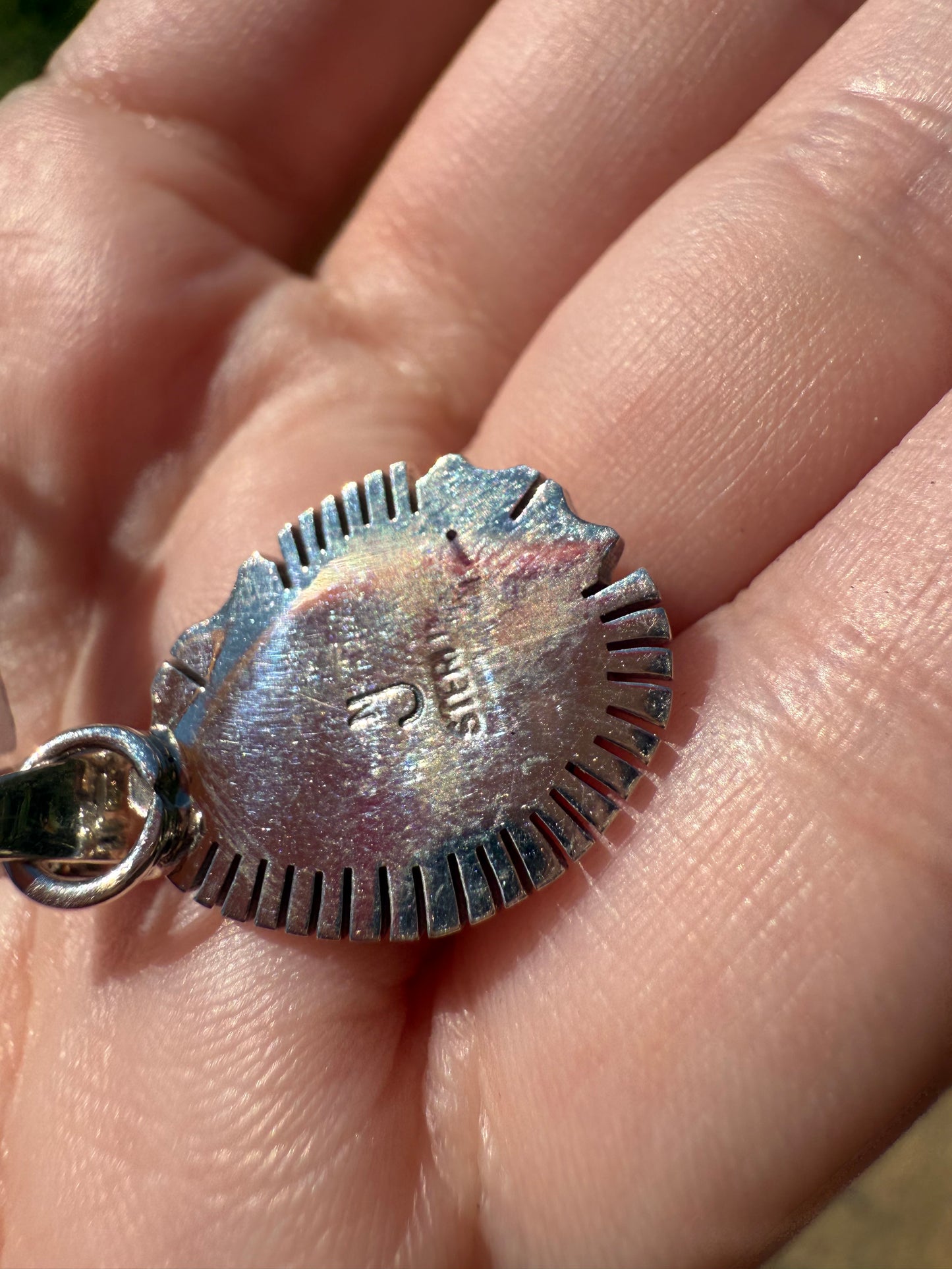 Navajo Sonoran Gold Turquoise Sterling Silver Pendant by Norvin Johnson