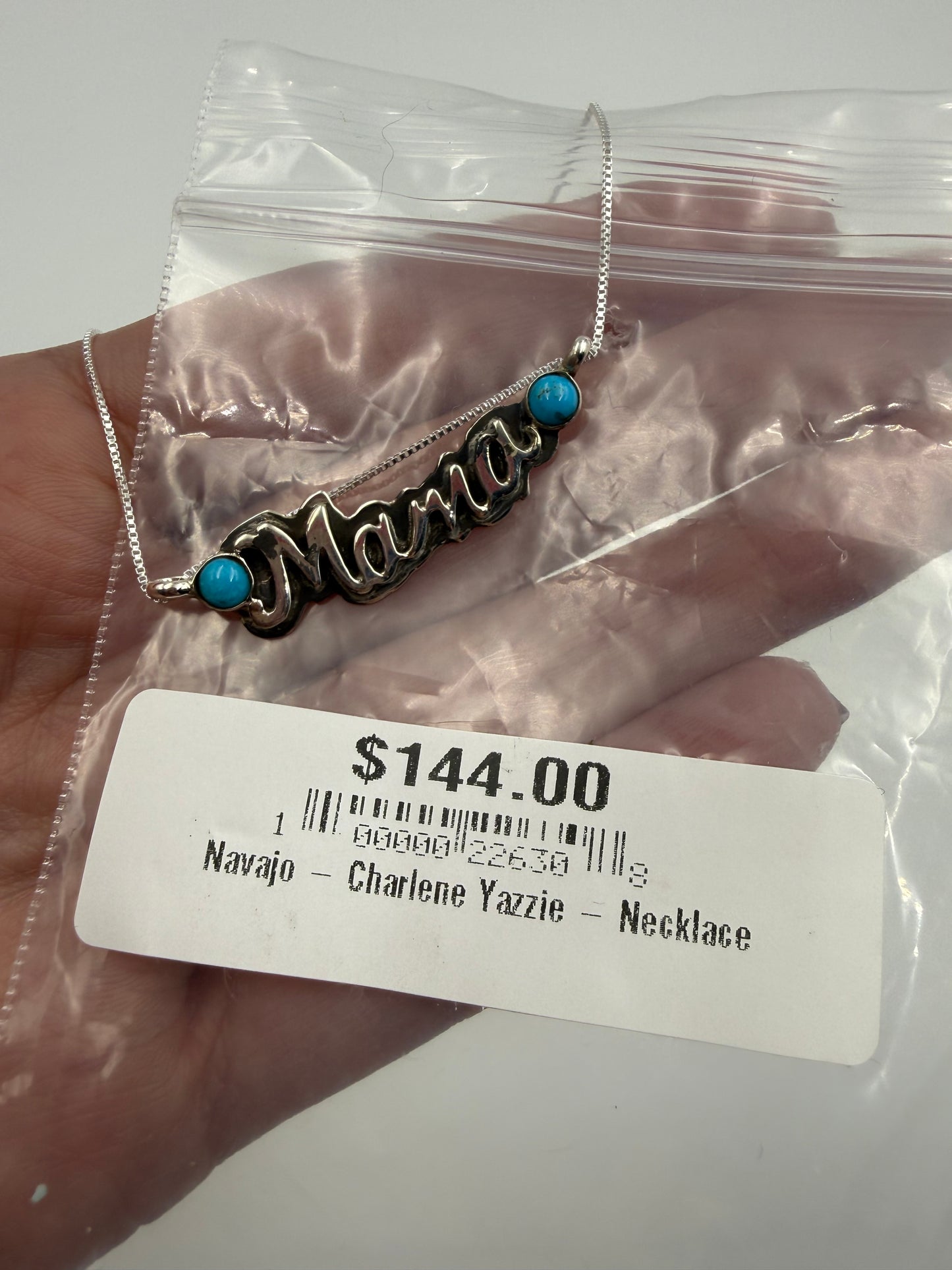 Mama Necklace Sterling Silver Bar