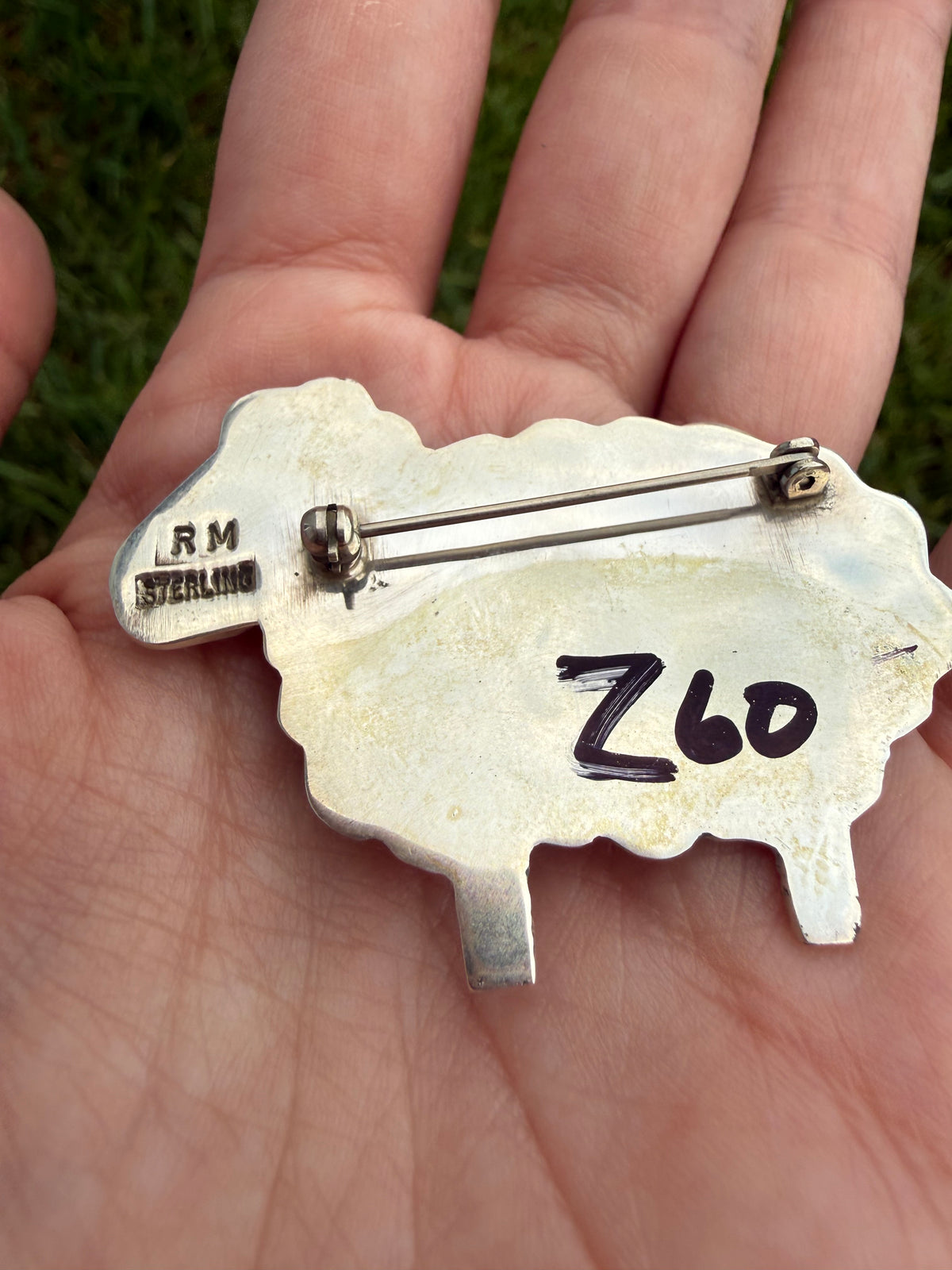 Navajo Turquoise Sheep Sterling Silver Pin