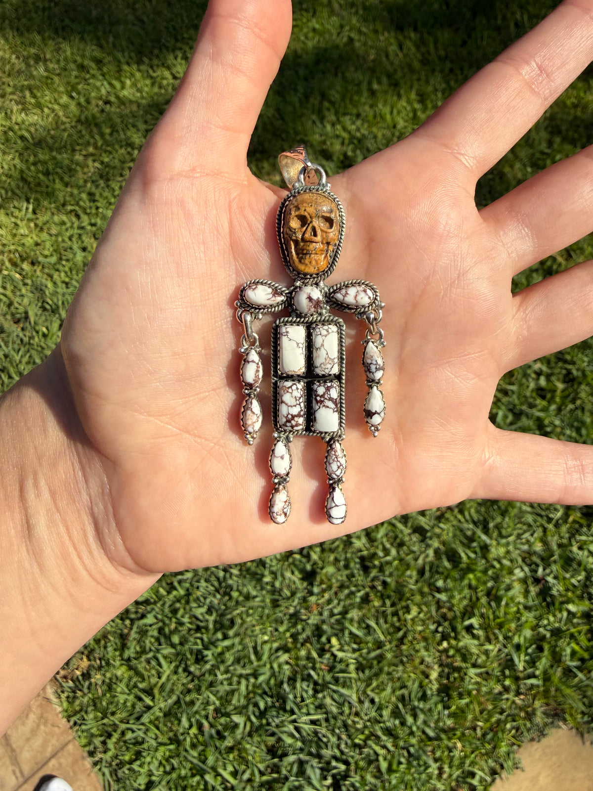 Wild Horse Skeleton Man Sterling Silver Pendant