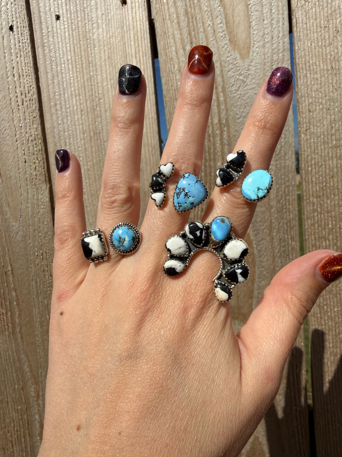 Golden Hills Turquoise and White Buffalo Sterling Silver Adjustable Ring