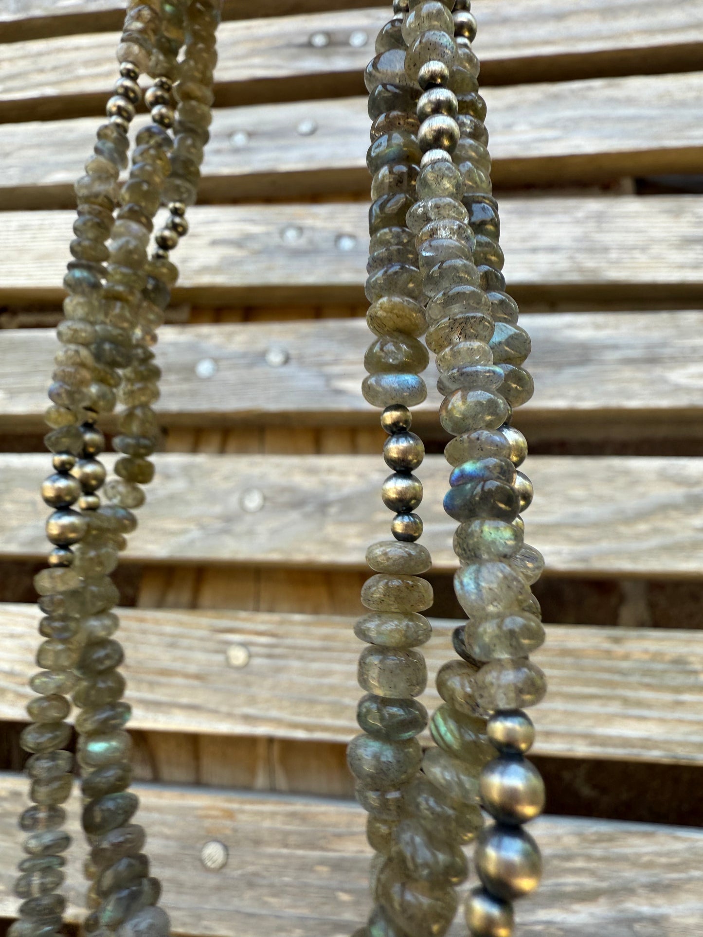 Labradorite Desert Pearl Sterling Silver 18-20 Inch Necklace
