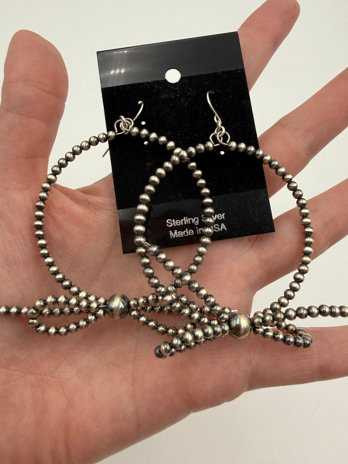 Desert Pearl Bow Hoop Sterling Silver Earrings
