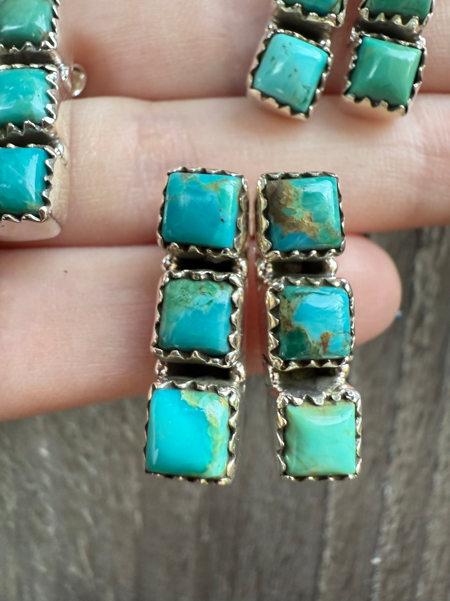 Kingman Turquoise Bar Sterling Silver Stud Earrings