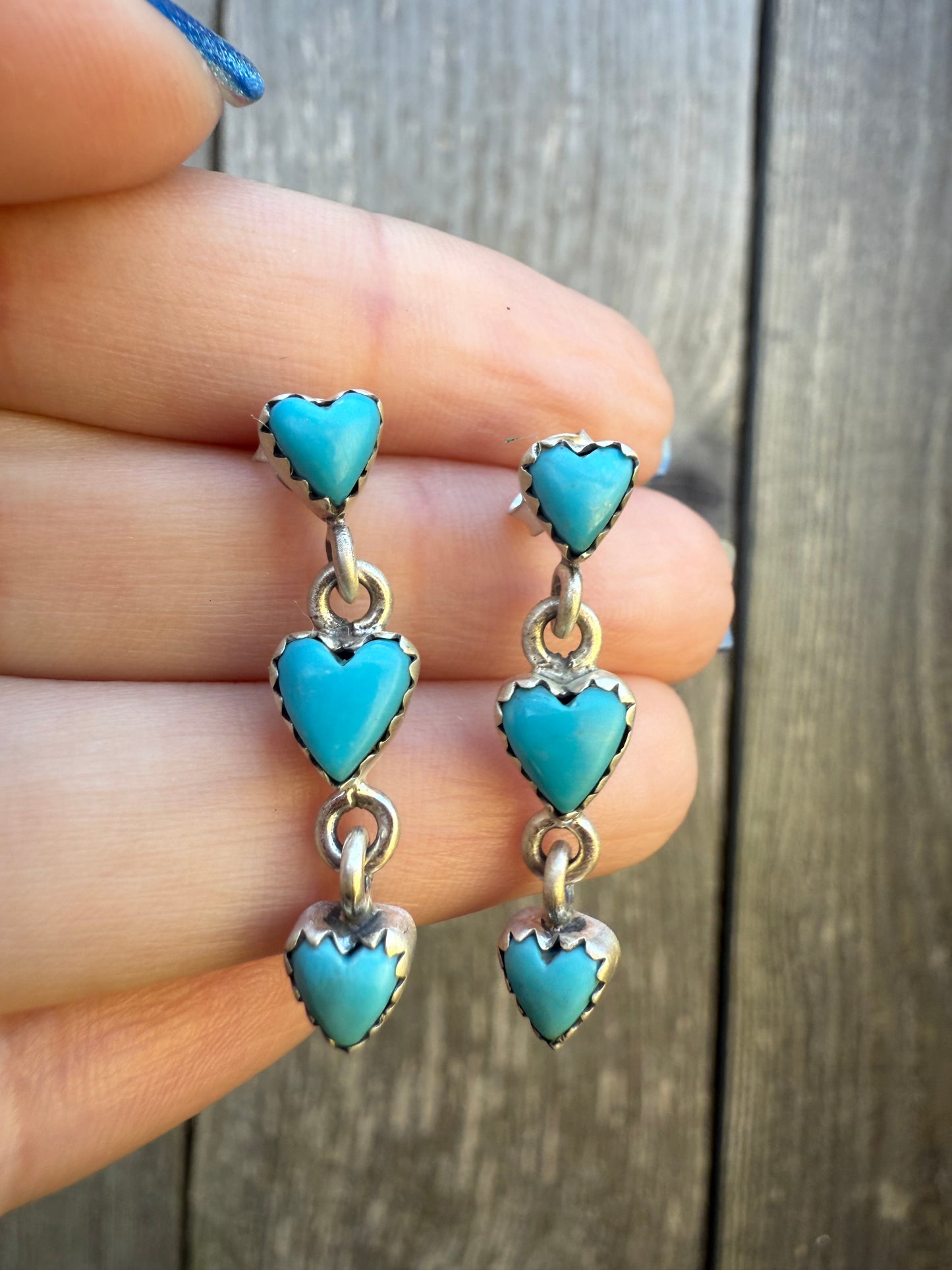 Kingman Turquoise Unique Sterling Silver Earring
