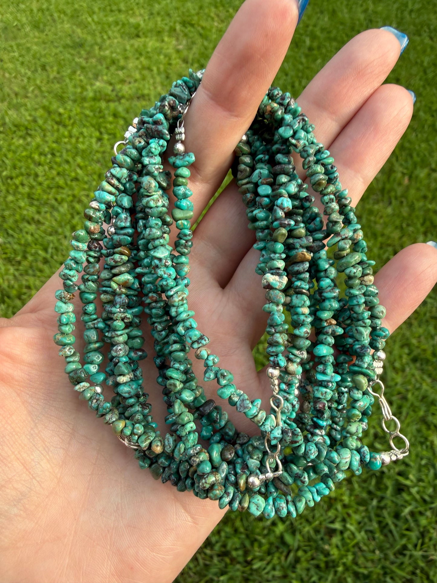 Navajo Turquoise Chip Sterling Silver Anklet