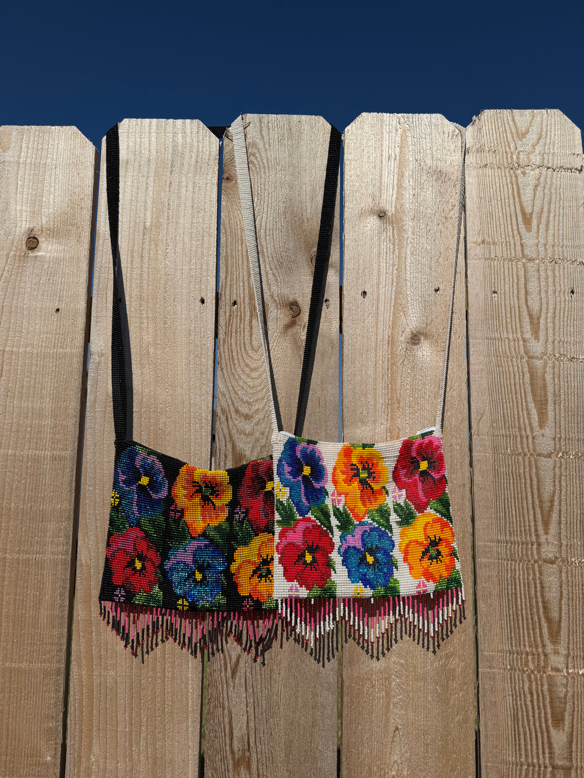 Native Beadwork Big Pansy Flower Crossbody Bag