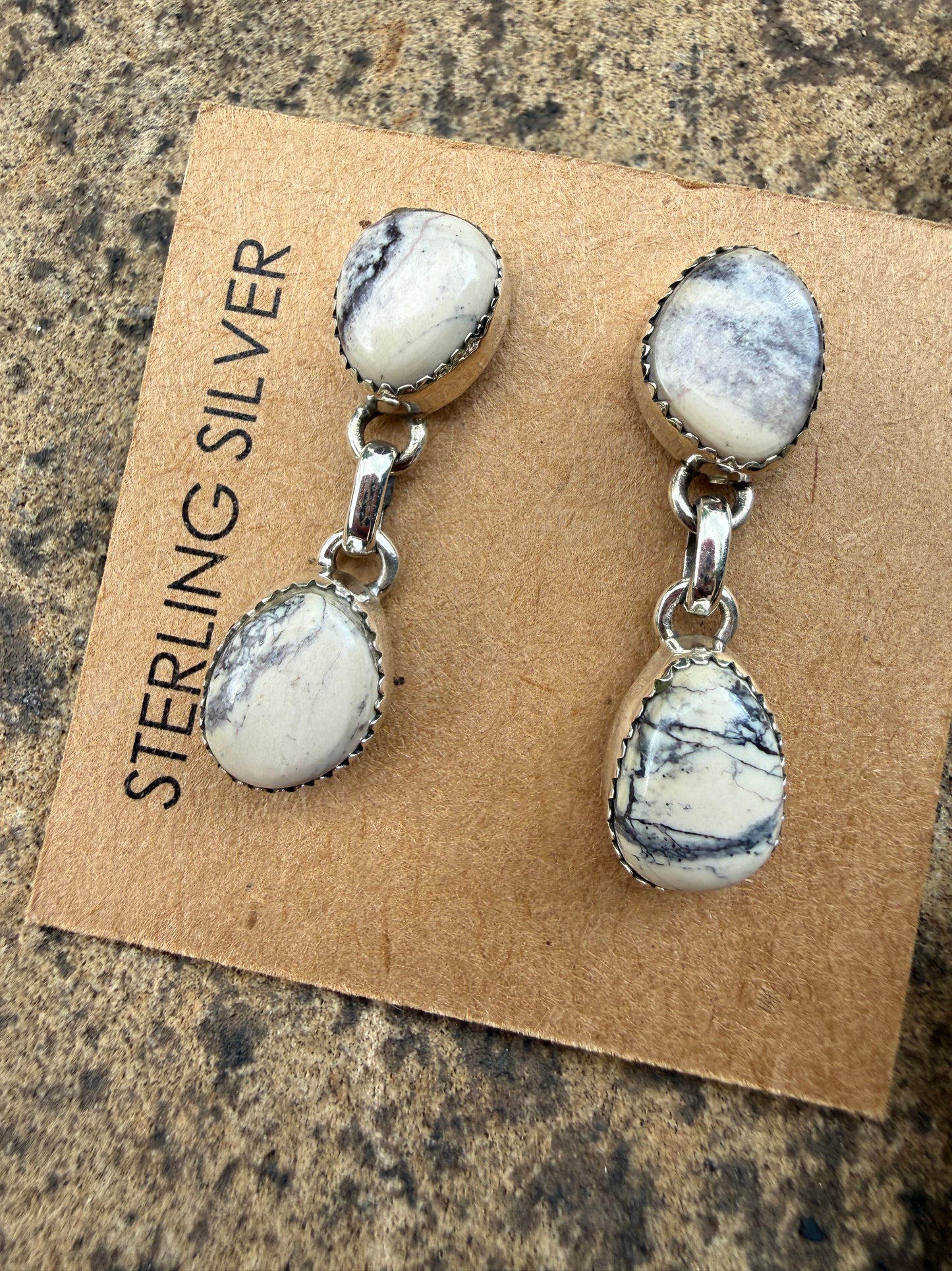 Porcelain Jasper Sterling Silver Earrings
