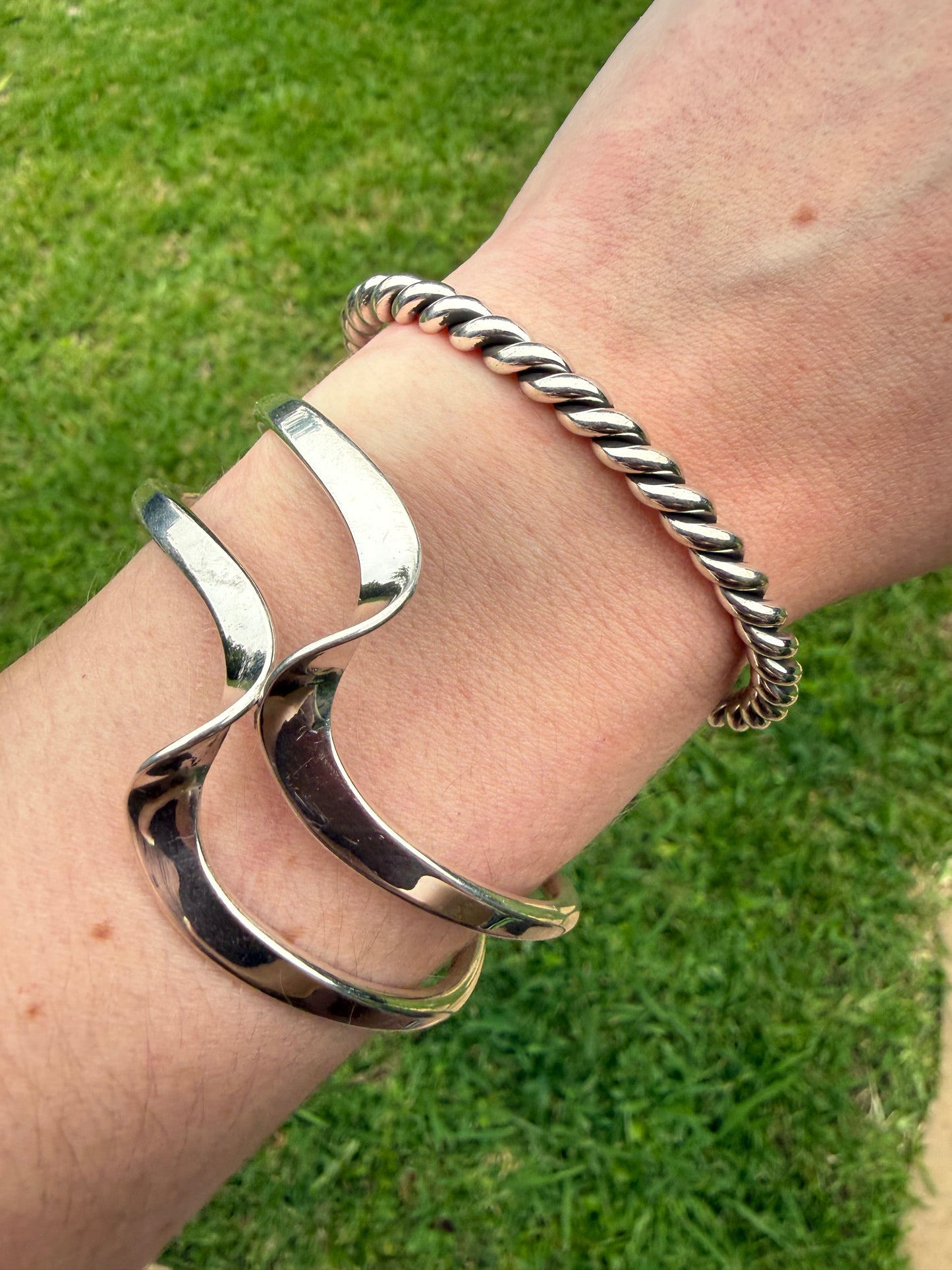 Native Sterling Silver Double Band Wave Cuff