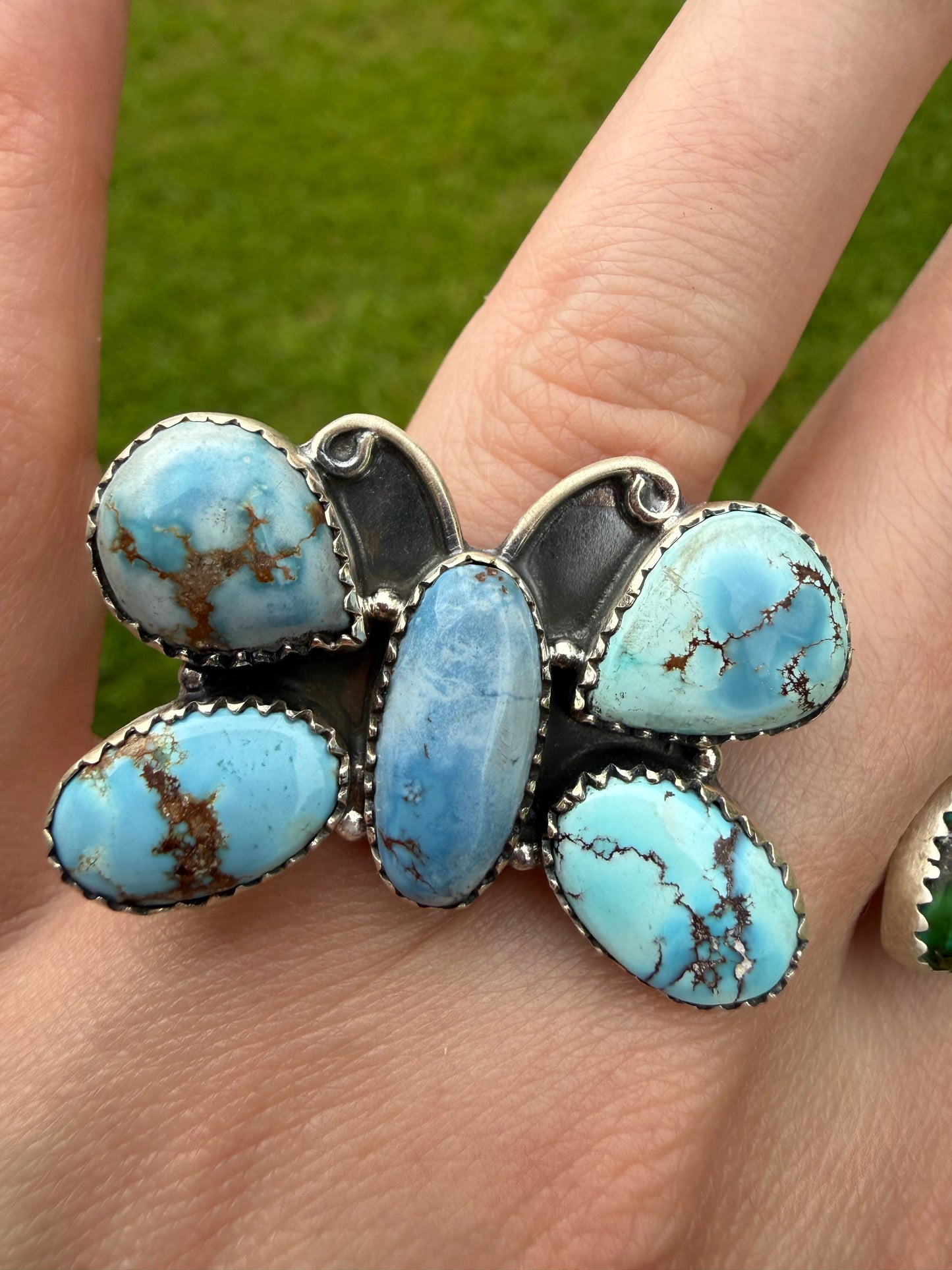 Golden Hills or Sonoran Gold Turquoise Adjustable Sterling Silver Ring