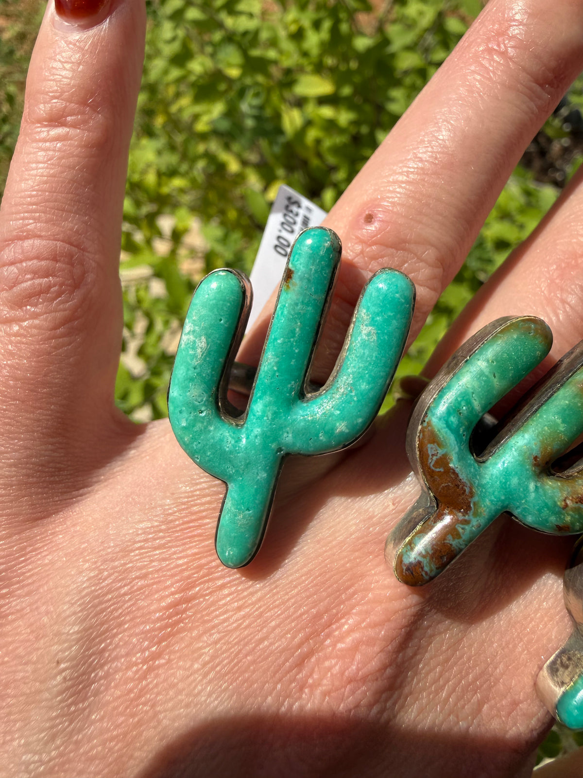Navajo Turquoise Cactus Sterling Silver Adjustable Ring