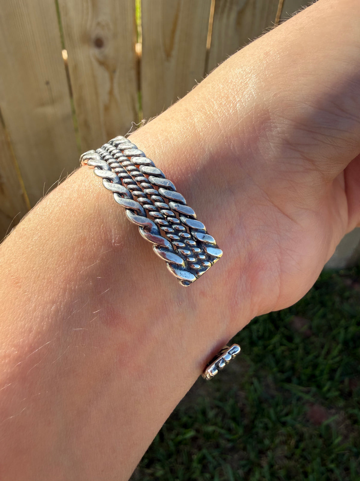 Navajo Triangle Shaped 3 Stone Sterling Silver Cuff Bracelet