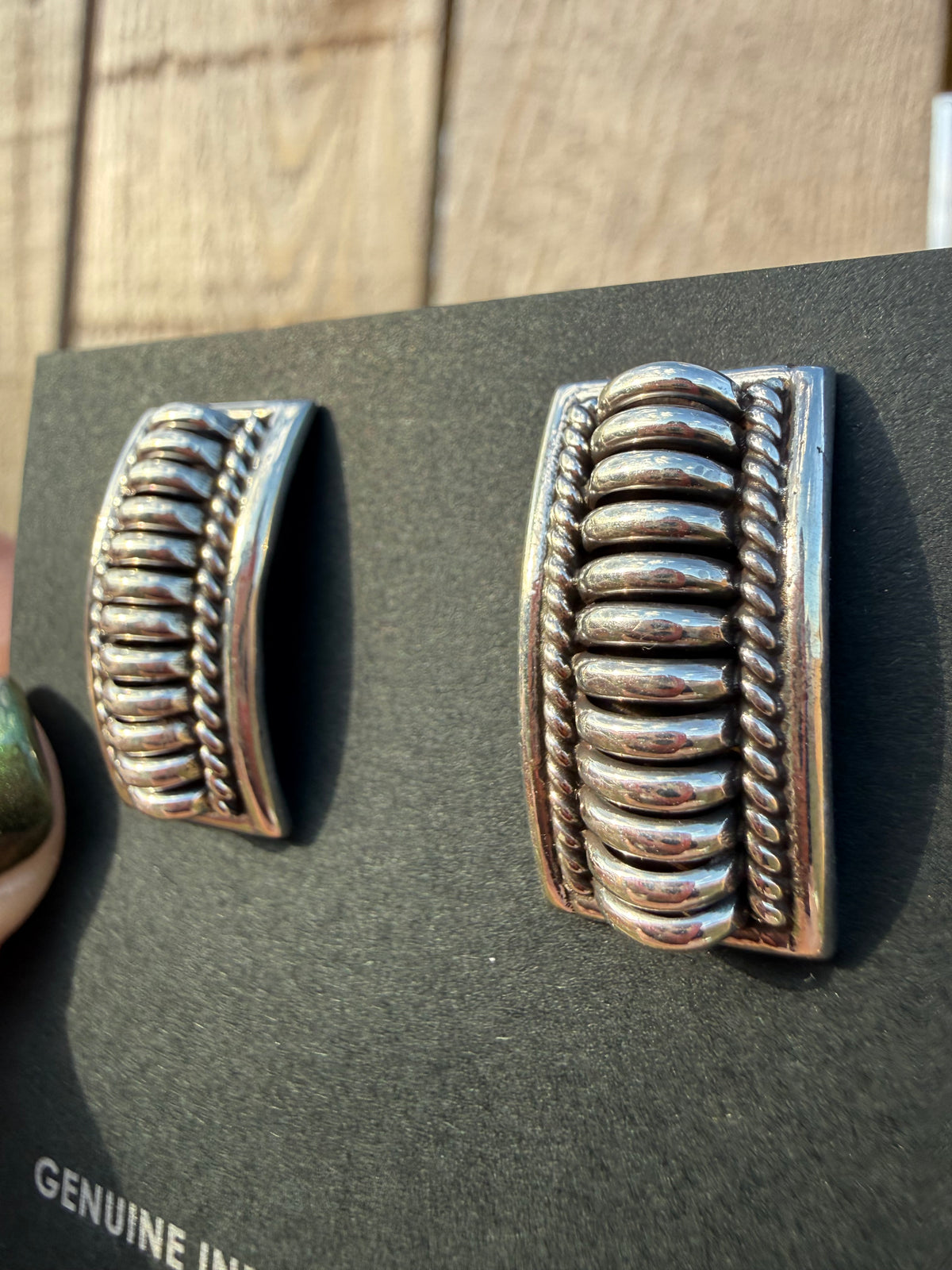 Navajo Full Sterling Silver Bar Earrings by Thomas Charley