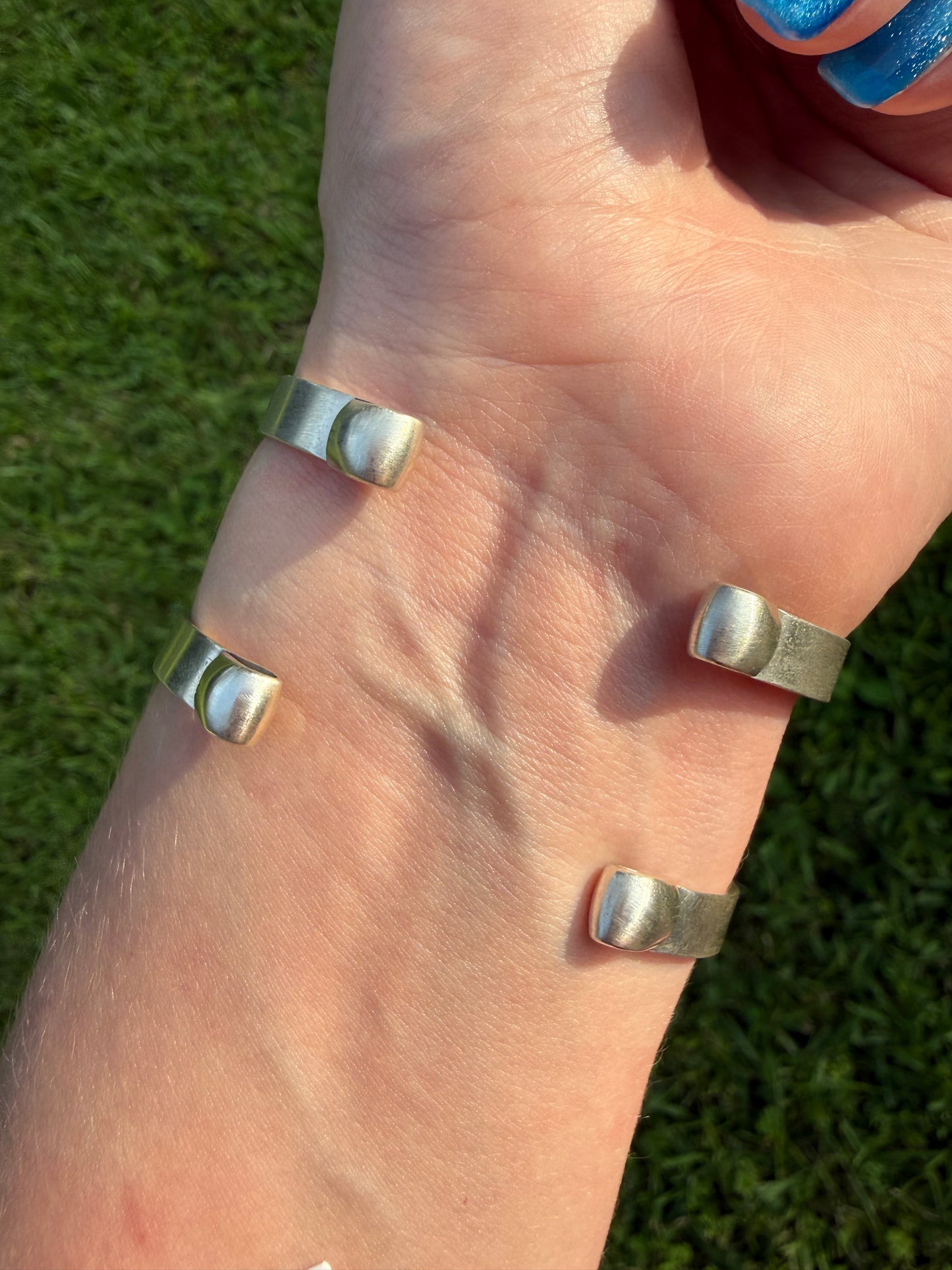 Navajo Sonoran Gold Turquoise 5 Stone Sterling Silver Cuff Bracelet
