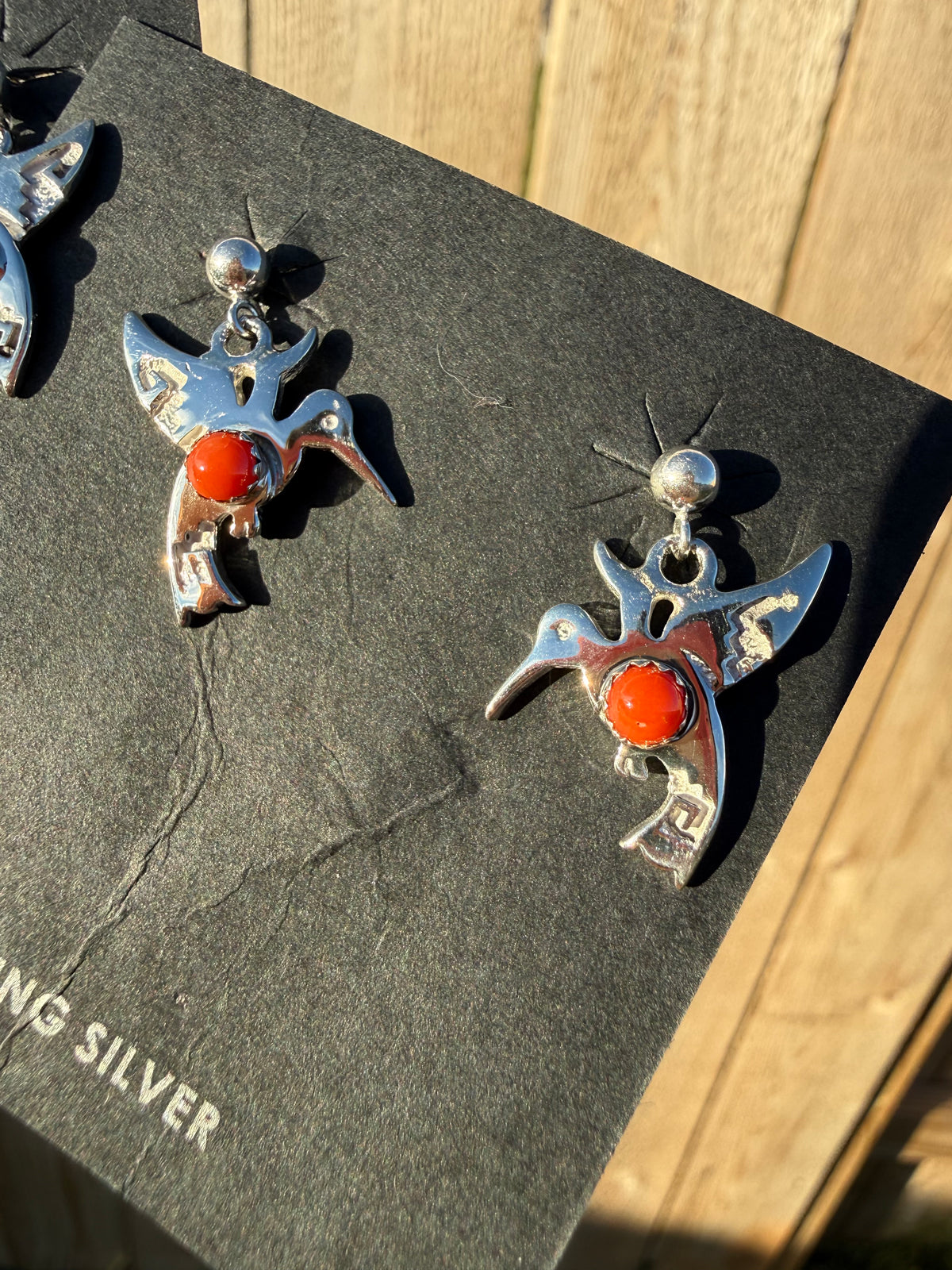 Navajo Hummingbird Multi Stone Sterling Silver Earrings