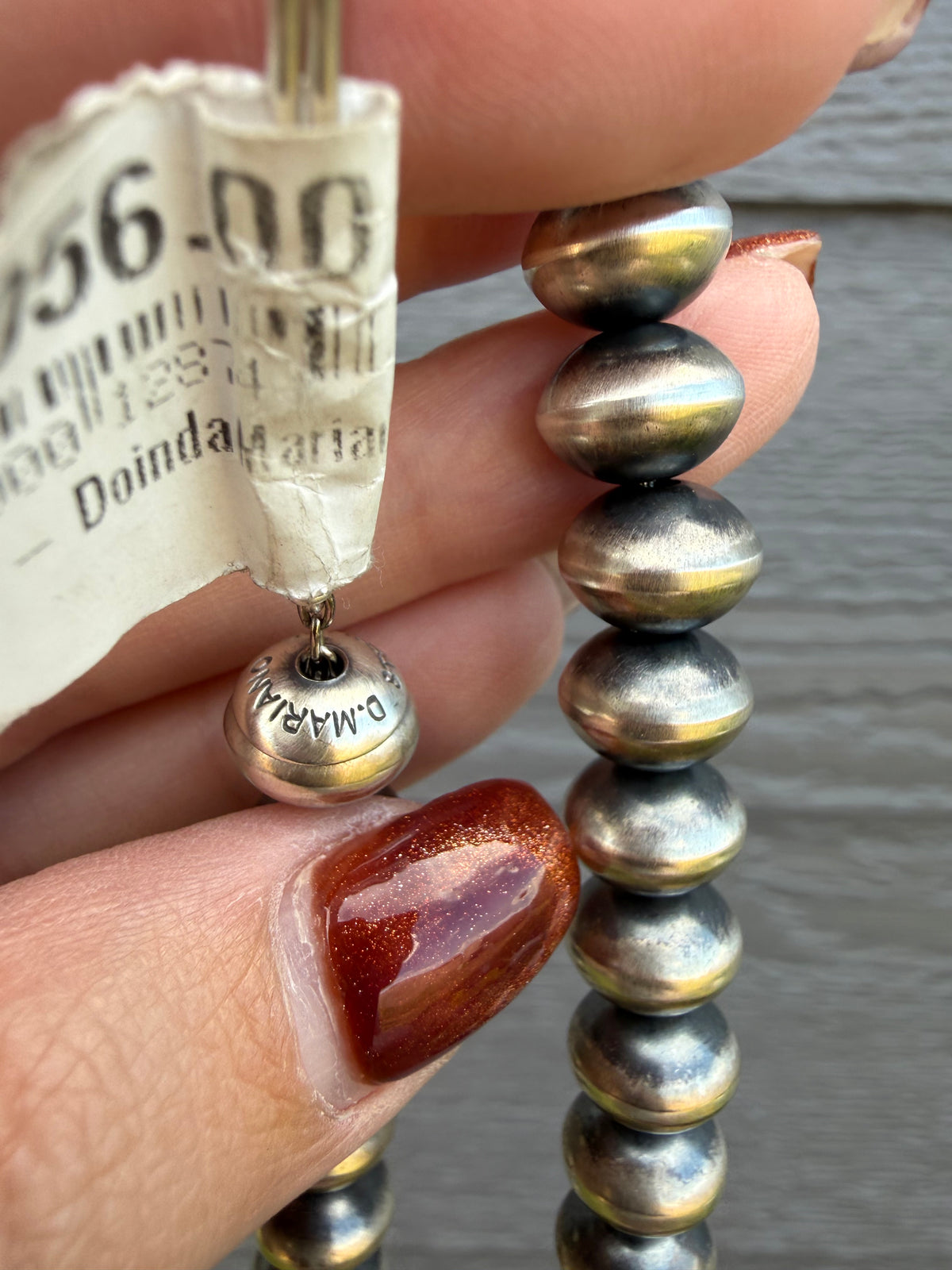 Navajo Pearl 20 Inch 10 MM Sterling Silver Handmade Necklace