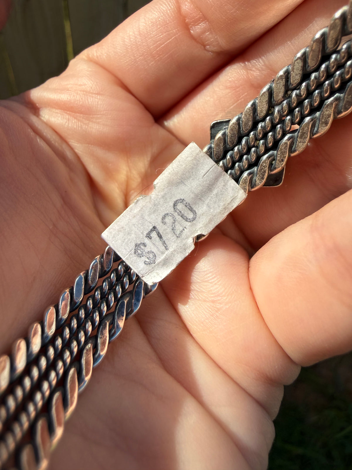 Navajo Triangle Shaped 3 Stone Sterling Silver Cuff Bracelet