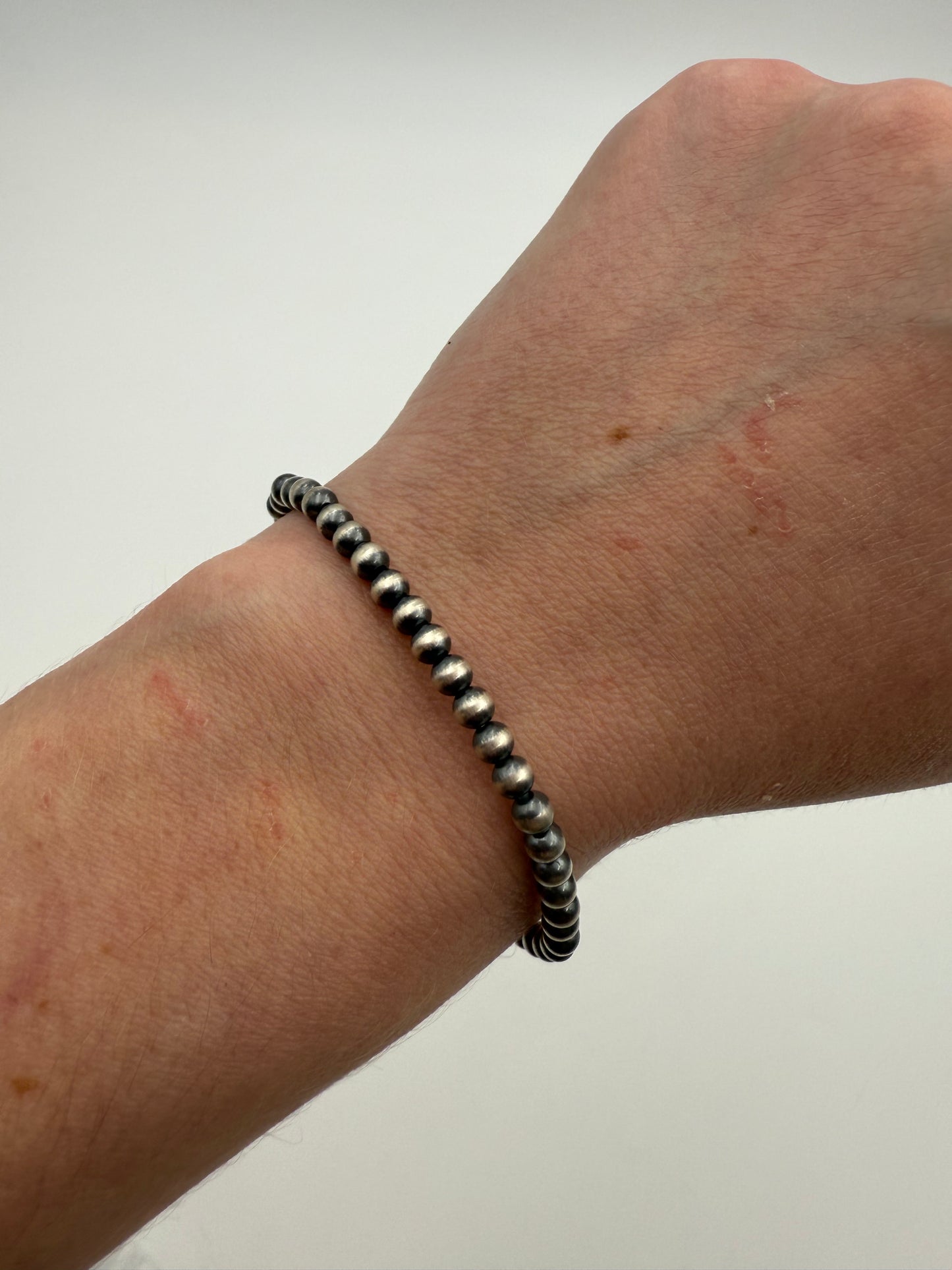 4MM Desert Pearl Sterling Silver  925 Stretch Bracelet