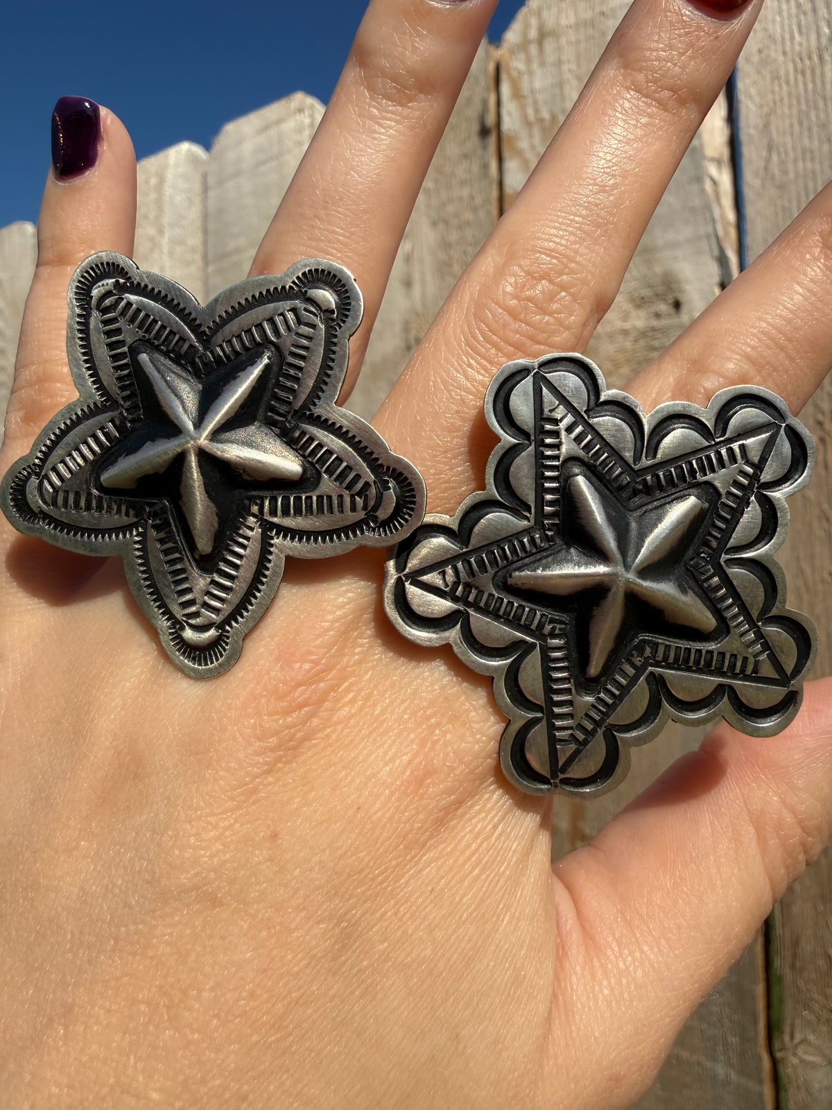 Navajo Star Concho Sterling Silver Adjustable Ring