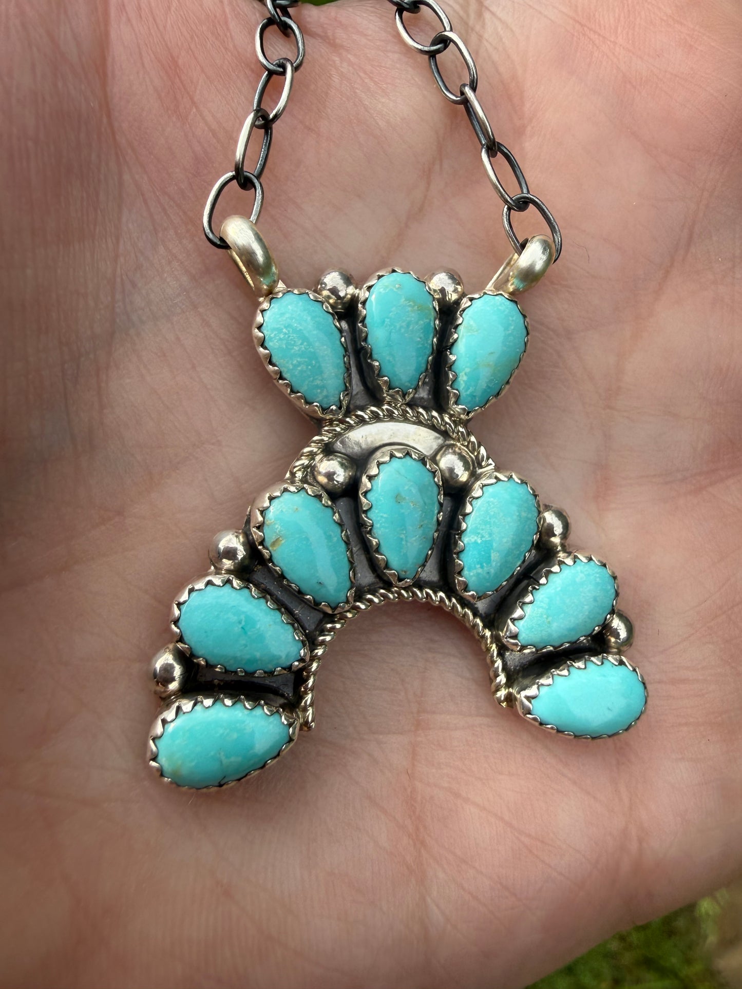 Native Turquoise Naja Sterling Silver Necklace