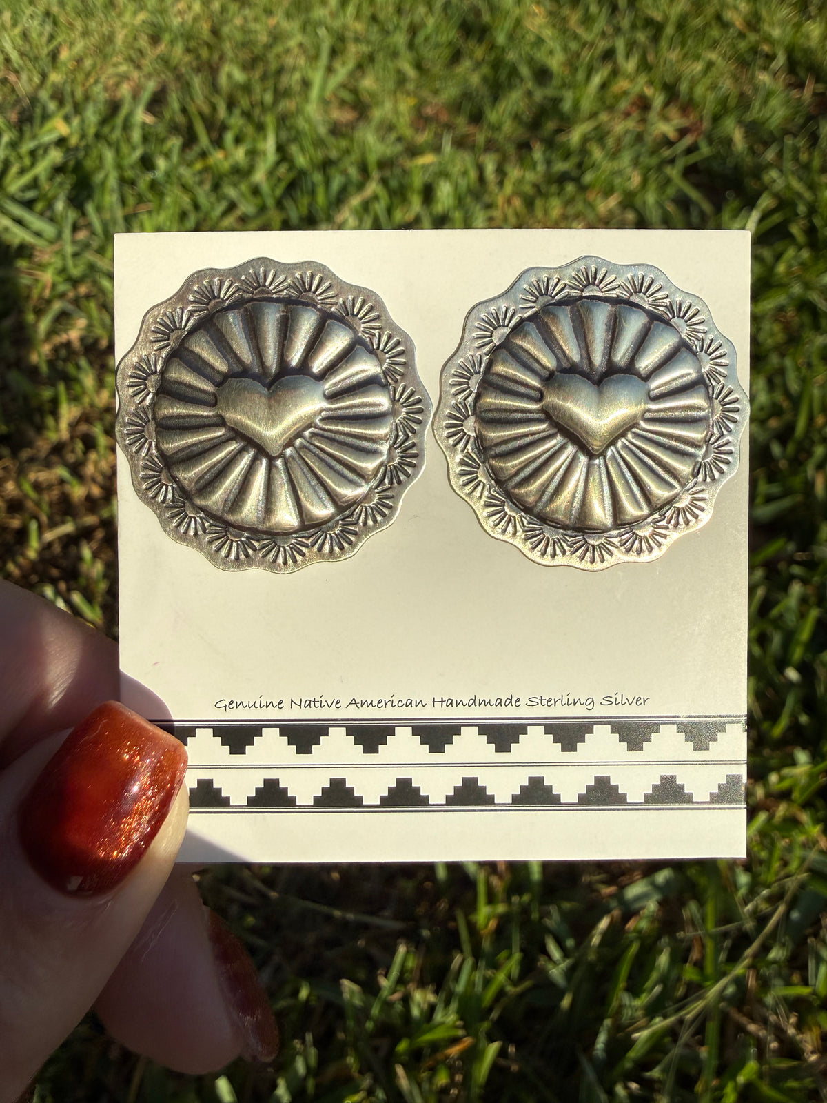 Navajo Heart Single Sterling Silver Concho Stud Earrings