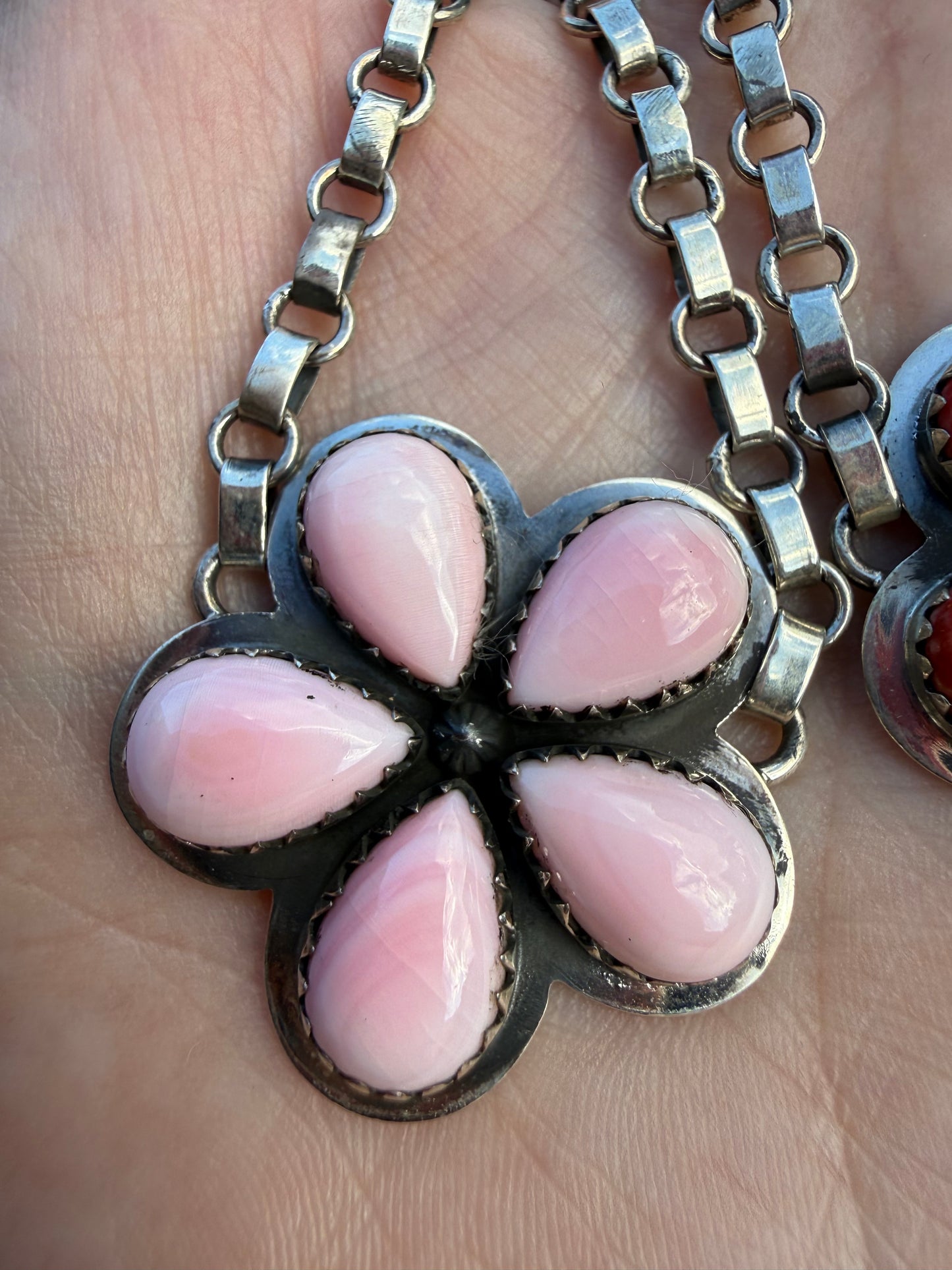 Pink Conch or Red Spiny Sterling Silver Choker Necklace