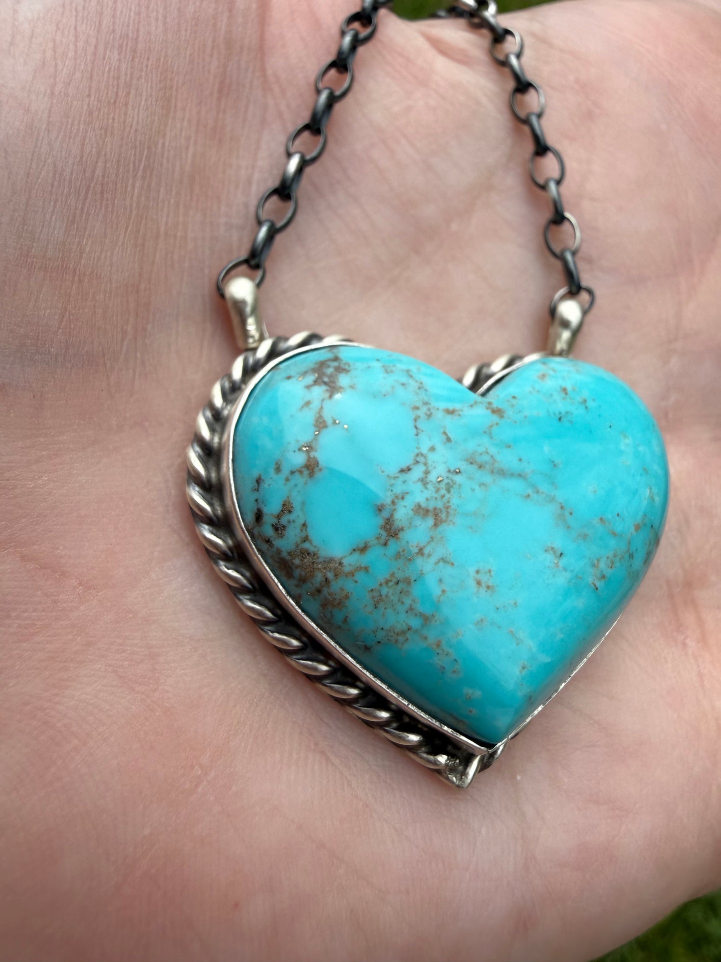 Navajo Turquoise Heart Sterling Silver Necklace