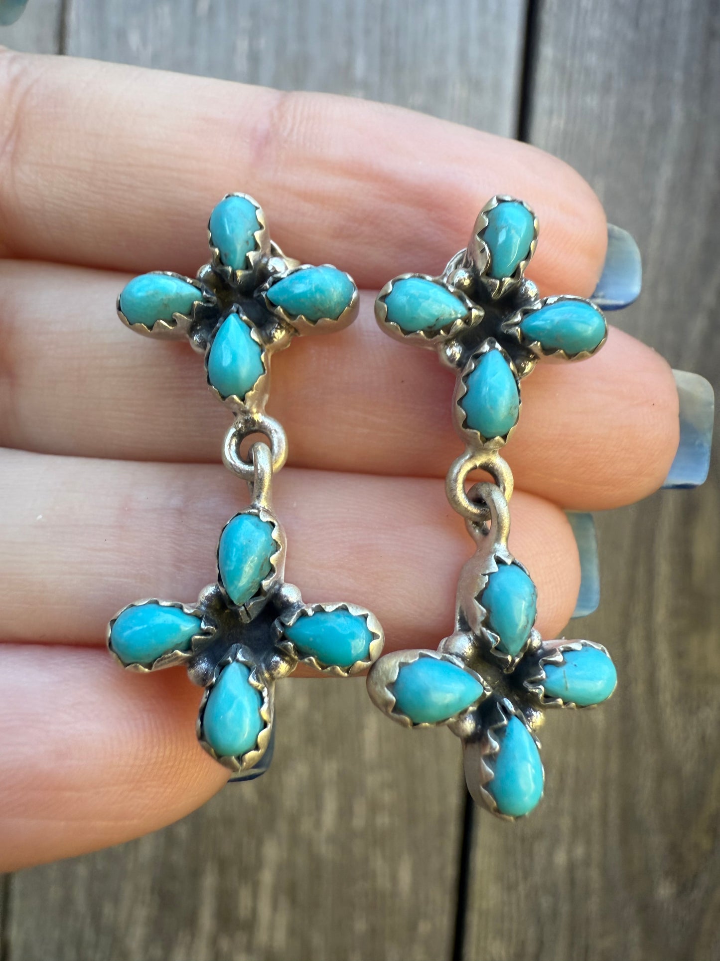 Kingman Turquoise Unique Sterling Silver Earring