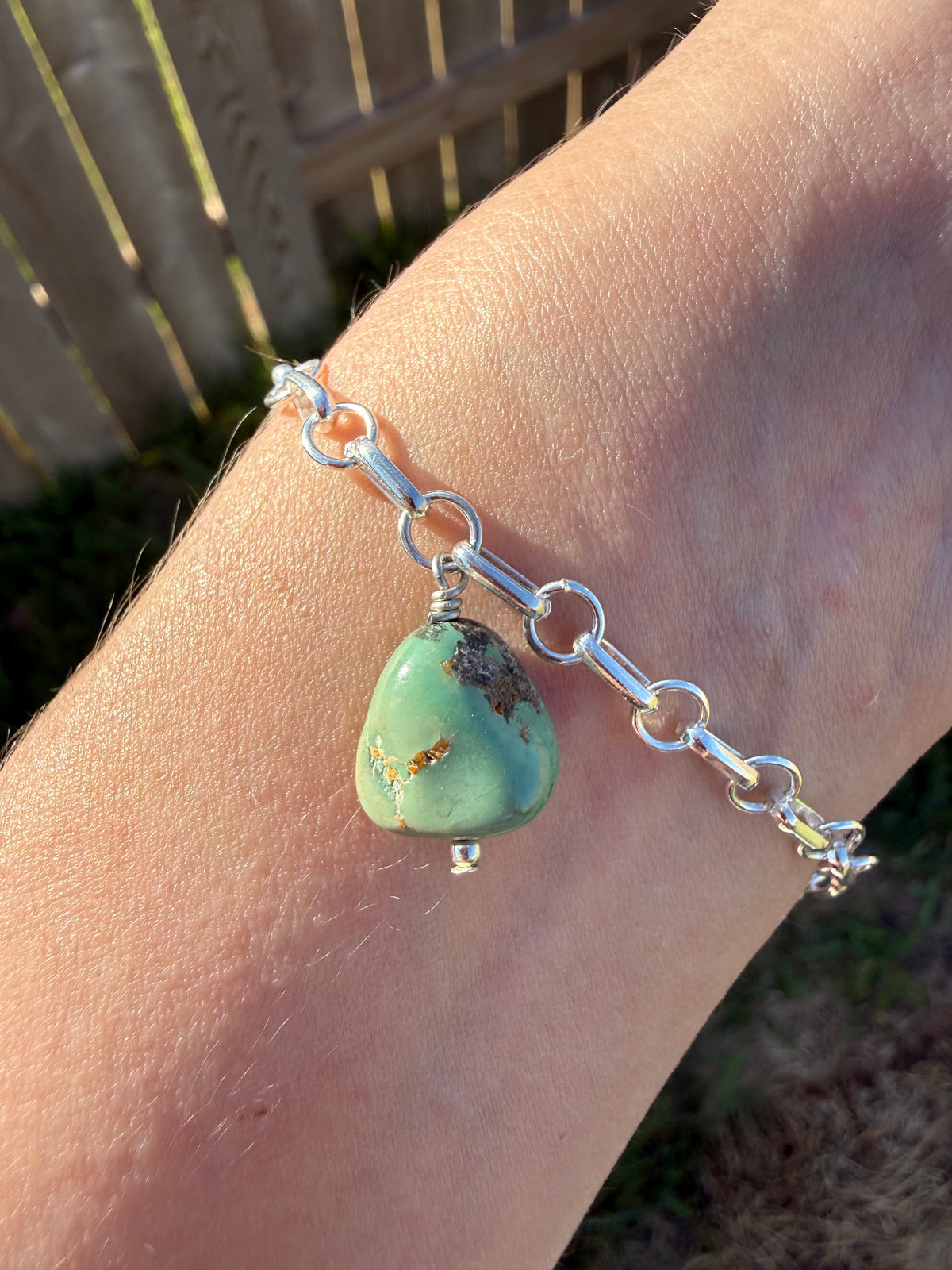 Navajo Amethyst and Turquoise Horseshoe Charm Sterling Silver Bracelet