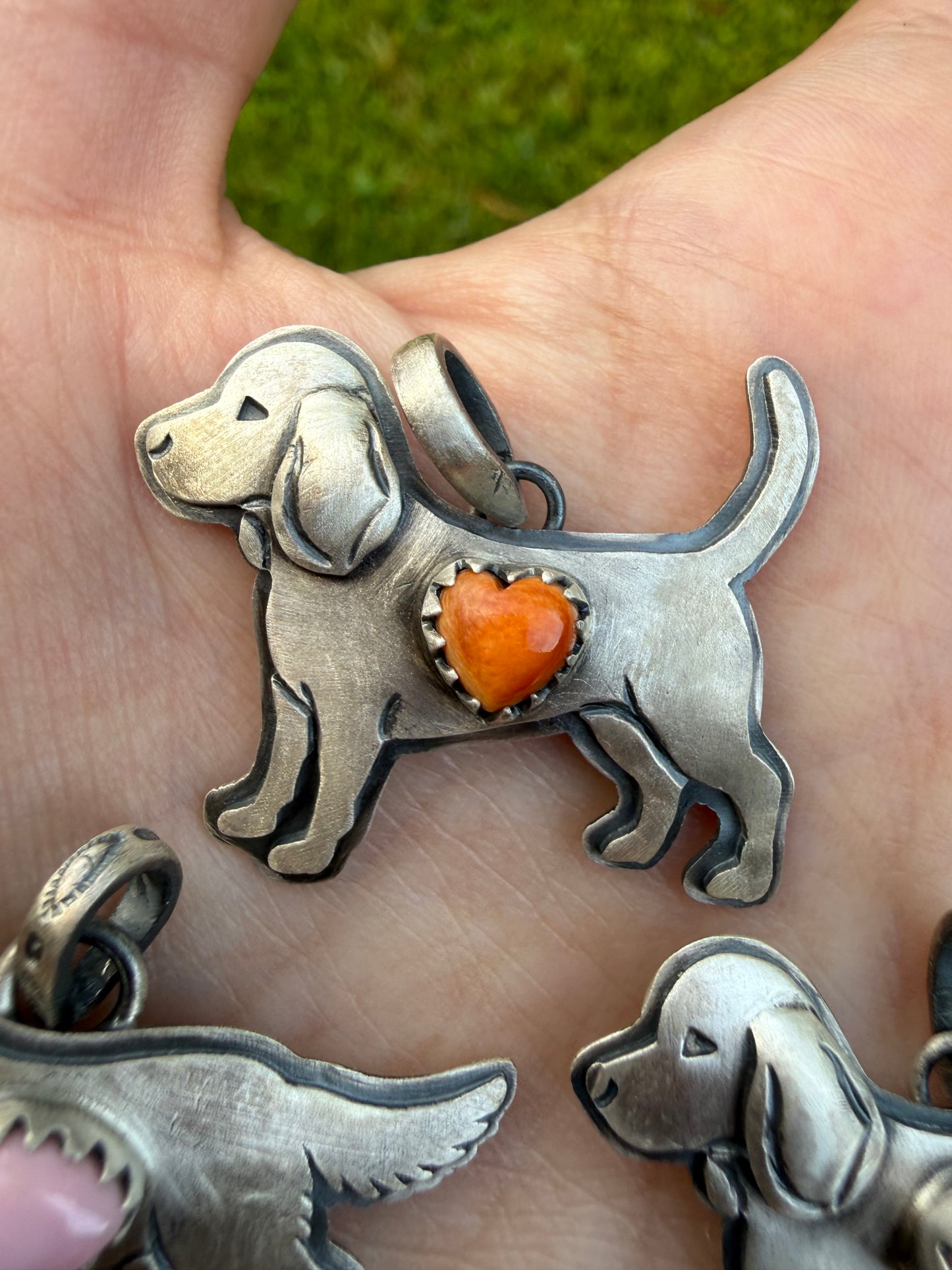Golden Retriever or Beagle Dog Sterling Silver Handmade Pendant