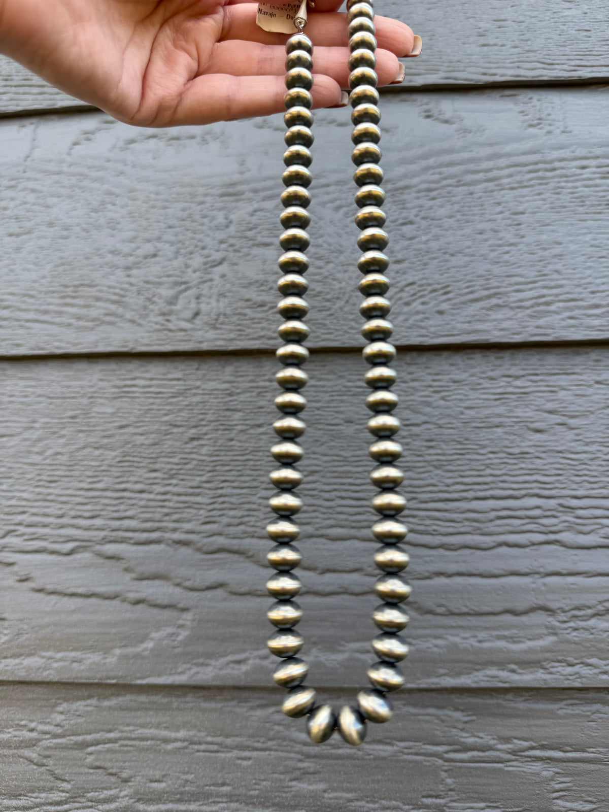 Navajo Pearl 20 Inch 10 MM Sterling Silver Handmade Necklace
