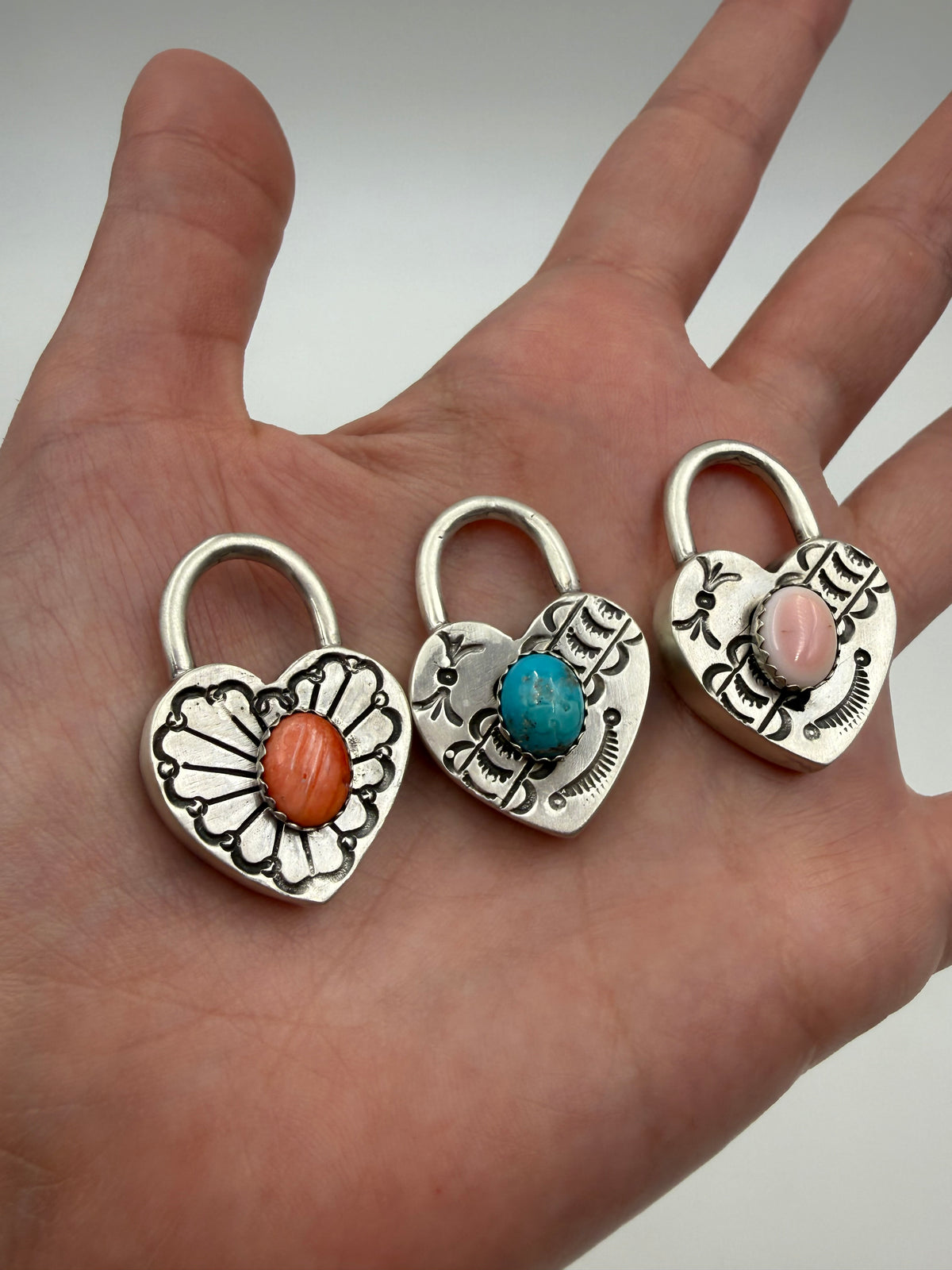 Navajo Multi Stone or Turquoise Locket Sterling Silver Pendant
