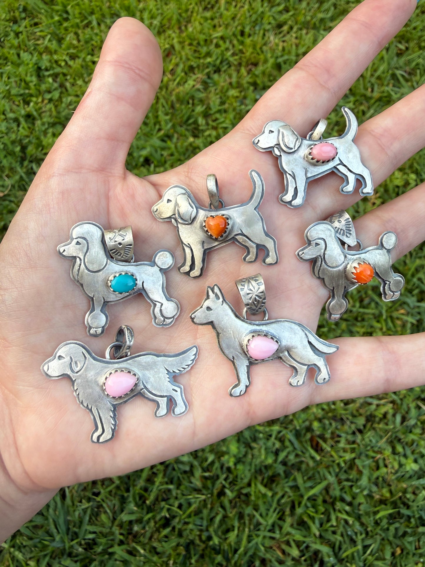 Poodle Dog Sterling Silver Handmade Pendant