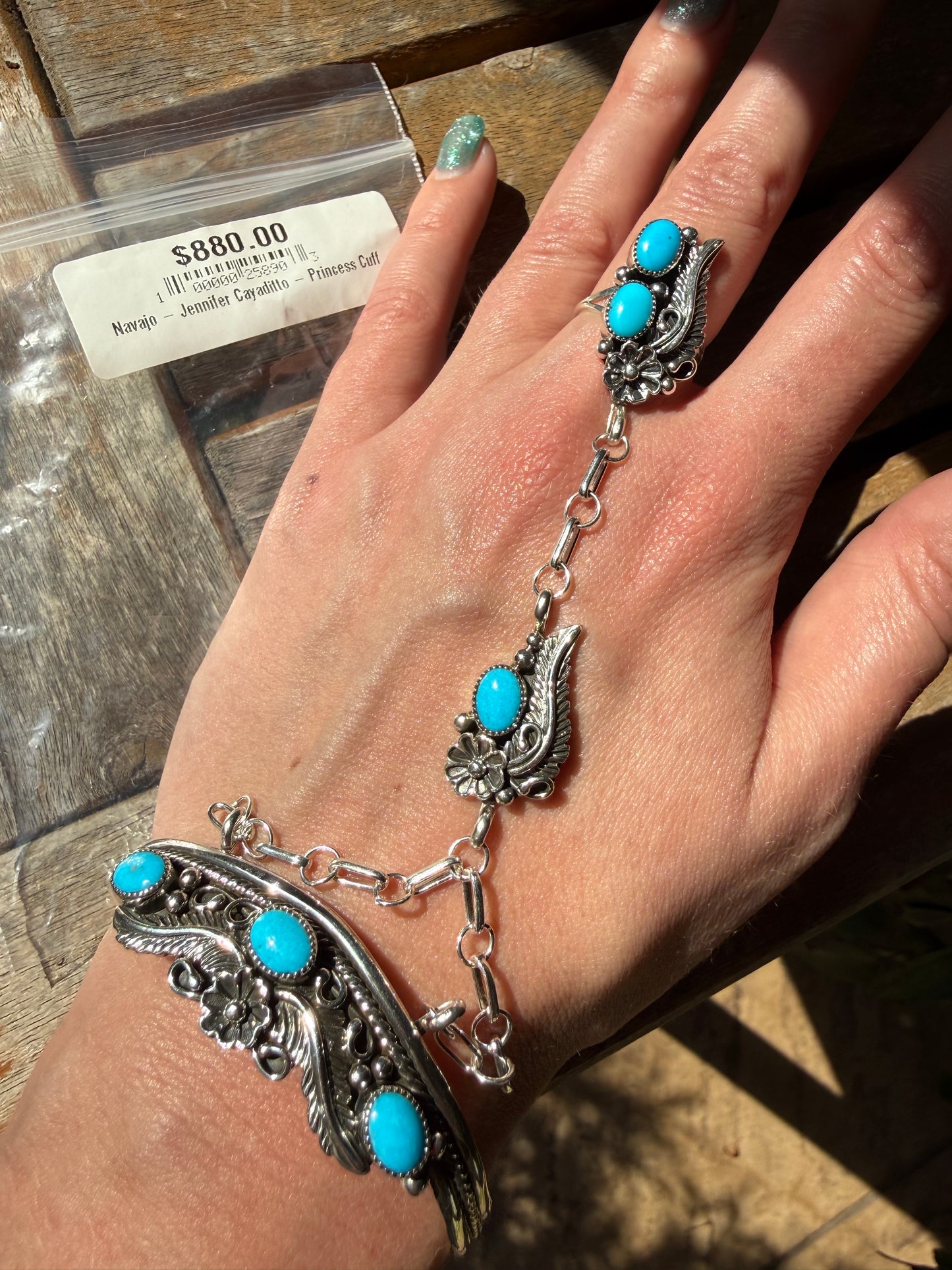 Navajo Turquoise and Sterling Silver Handmade Queen Cuffs