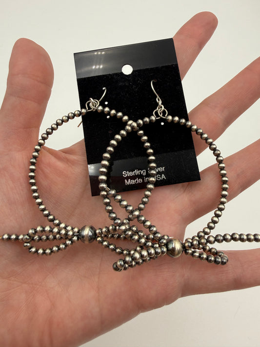 Desert Pearl Bow Hoop Sterling Silver Earrings